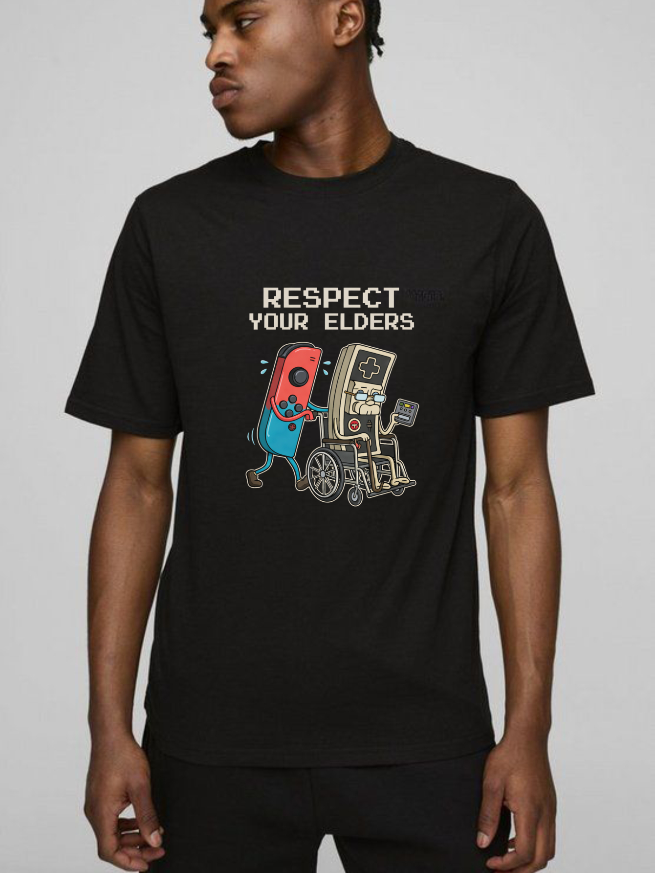 TEECURENT Respect Your Elders Nintendo Switch And Game Boy T-Shirt Gaming Humor Shirt For Gamers-TeeCurent