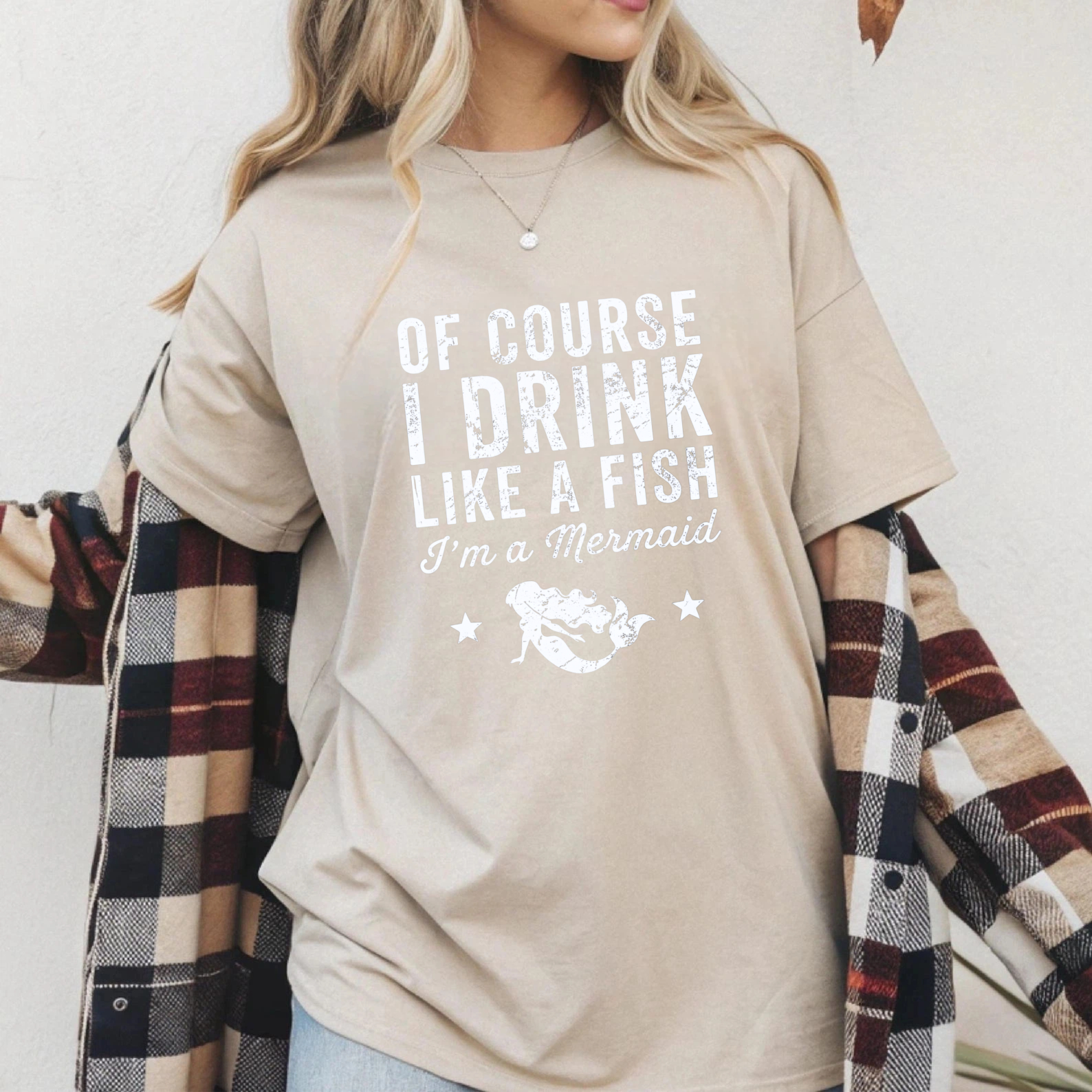 TEECURENT Of Course I Drink Like A Fish Im A Mermaid T Shirt Funny Mermaid Saying Shirt For Women Men Casual Summer Top WOMEN
