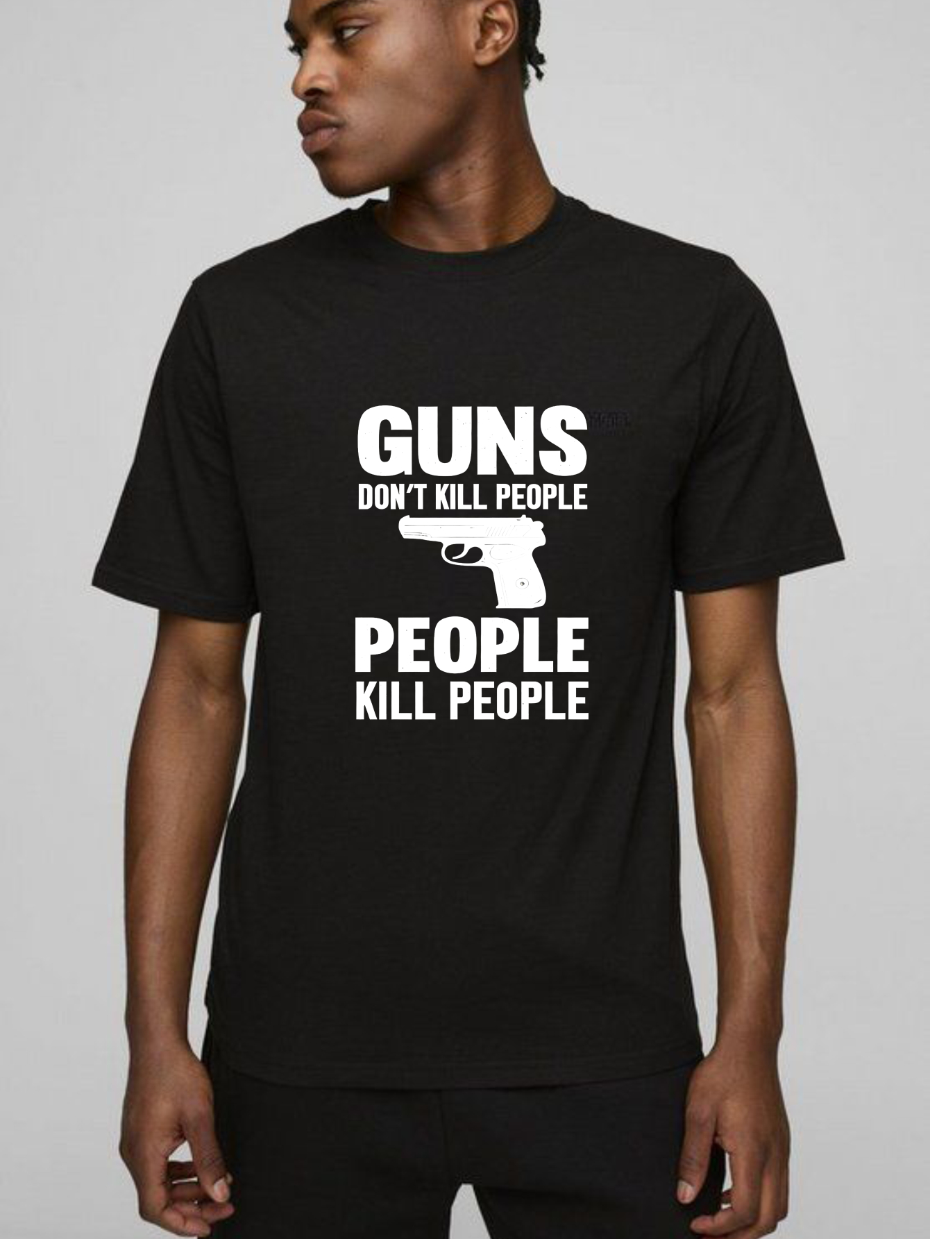 TEECURENT Guns Dont Kill People People Kill People Pure Cotton Short Sleeve T Shirt-TeeCurent
