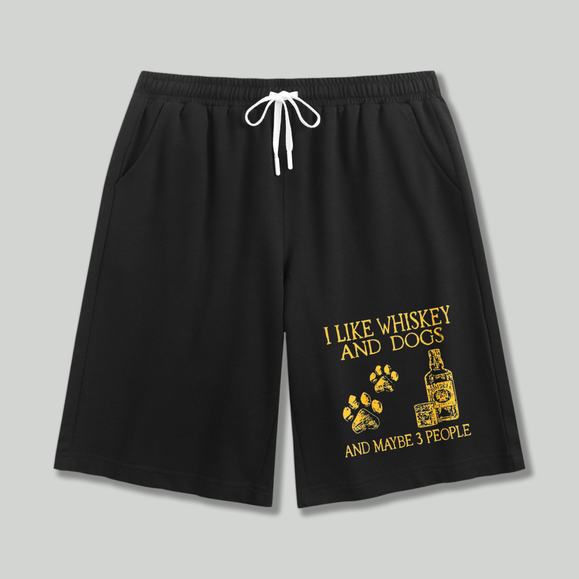 I Like Whiskey And Dogs And Maybe 3 People With Paw Print And Bottle Graphic Shorts