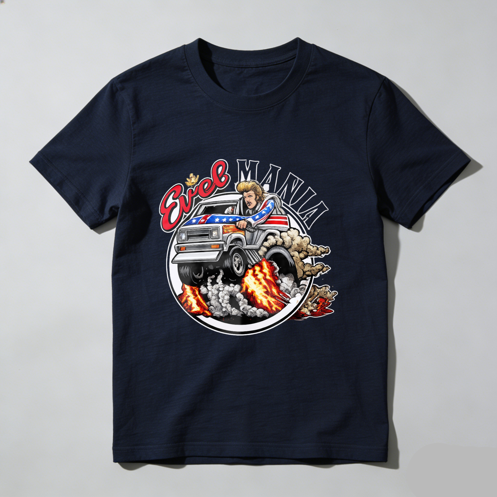 Eric Mania American Flag Truck Graphic T-Shirt Made In Usa