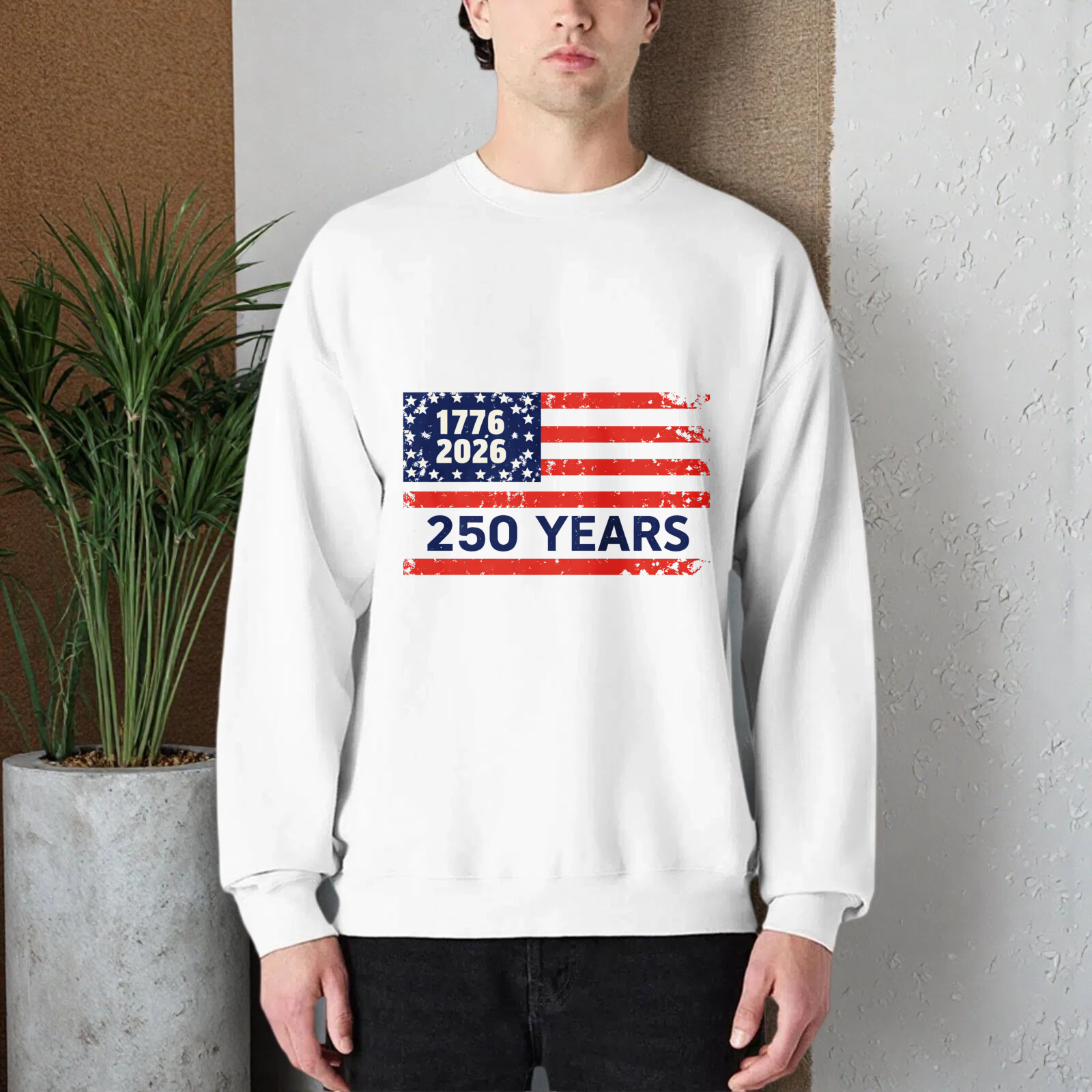 American Flag 1776 2026 250 Years Independence Day Sweatshirt Black Unisex Crewneck Pullover Long Sleeve Casual Top