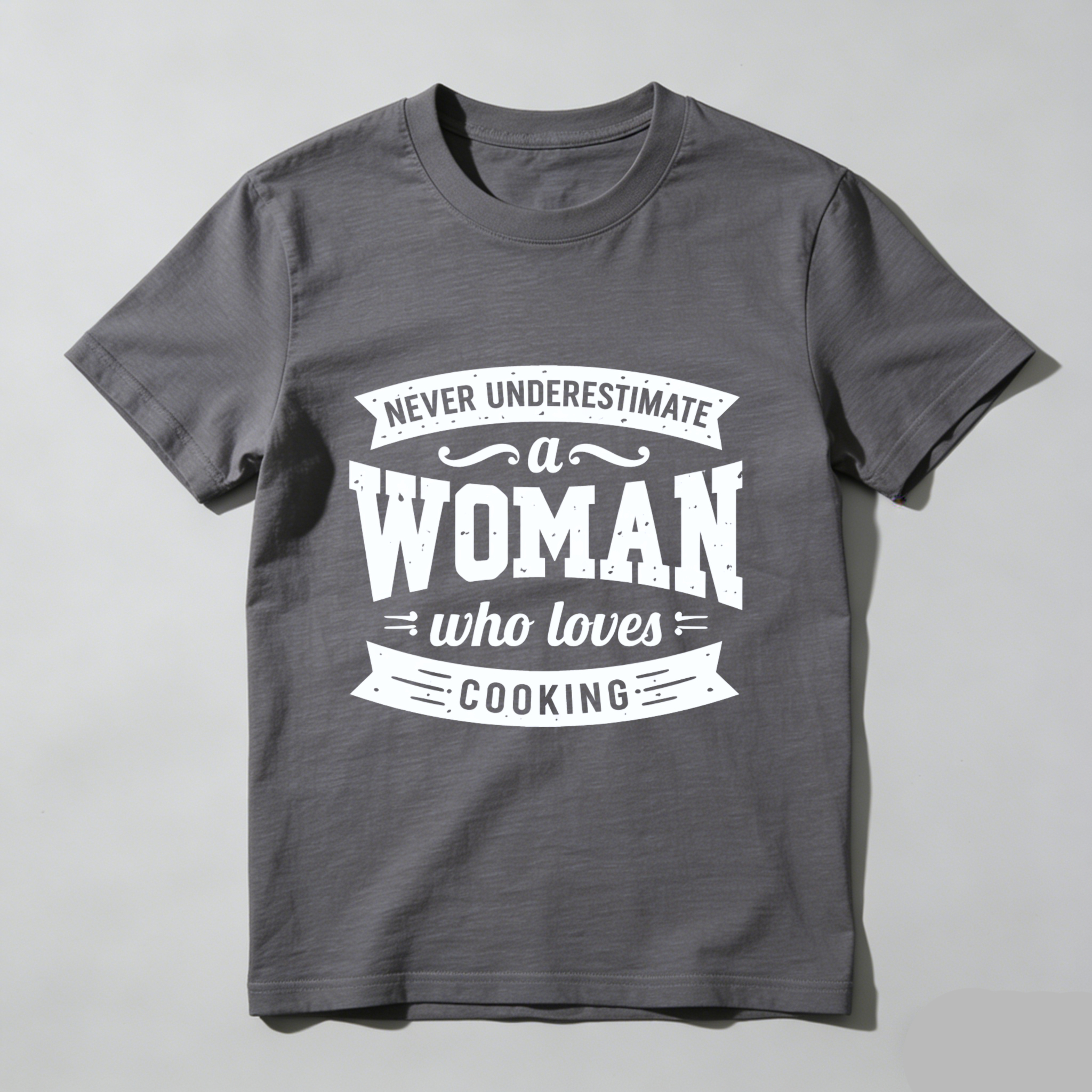 TEECURENT Never Underestimate A Woman Who Loves Cooking T Shirt For Women Chef Gift Cooking Lover Apparel Black Tee WOMEN