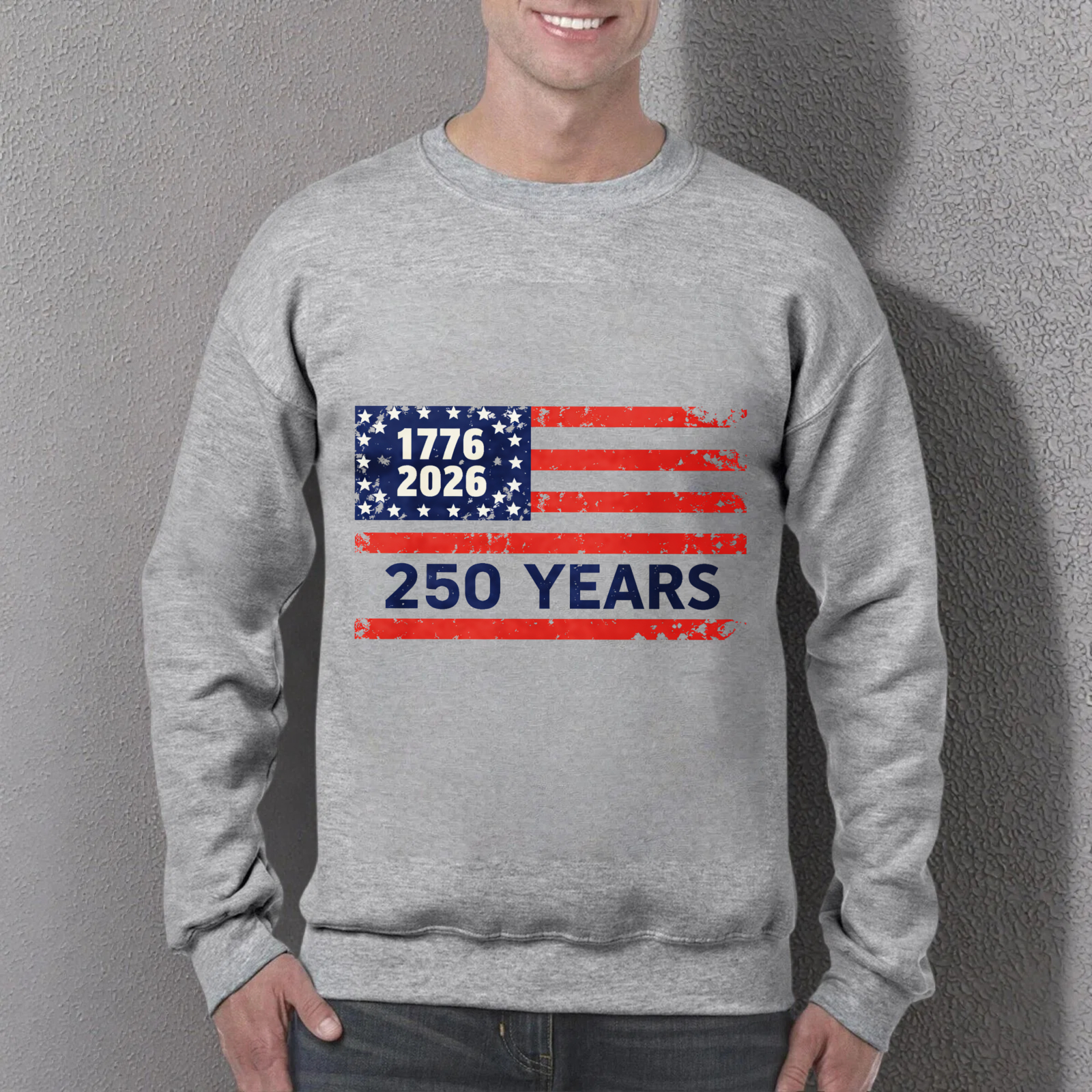 American Flag 1776 2026 250 Years Independence Day Sweatshirt Black Unisex Crewneck Pullover Long Sleeve Casual Top