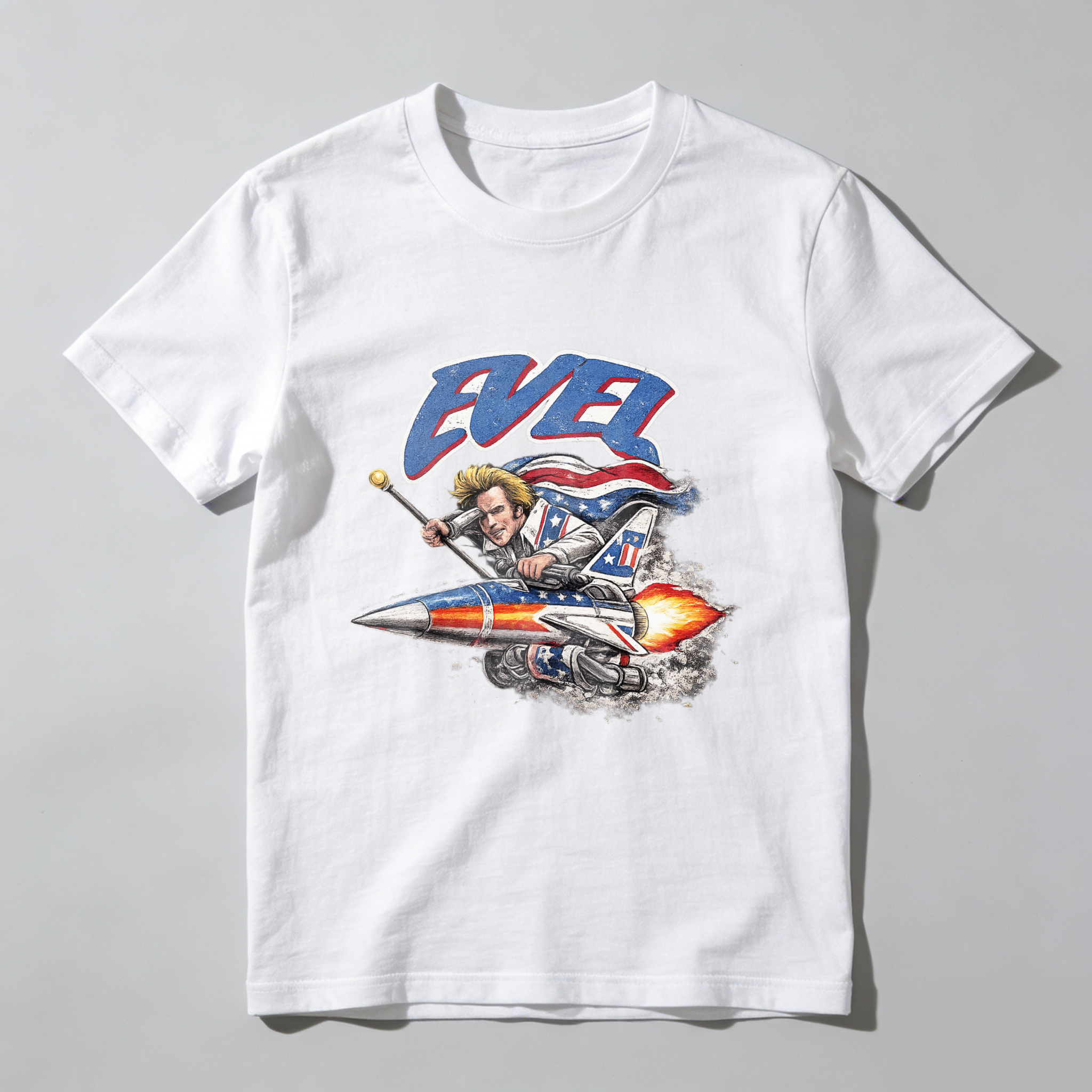 Ever Rock Star Guitar Player Riding Rocket Ship T-Shirt Made In Usa