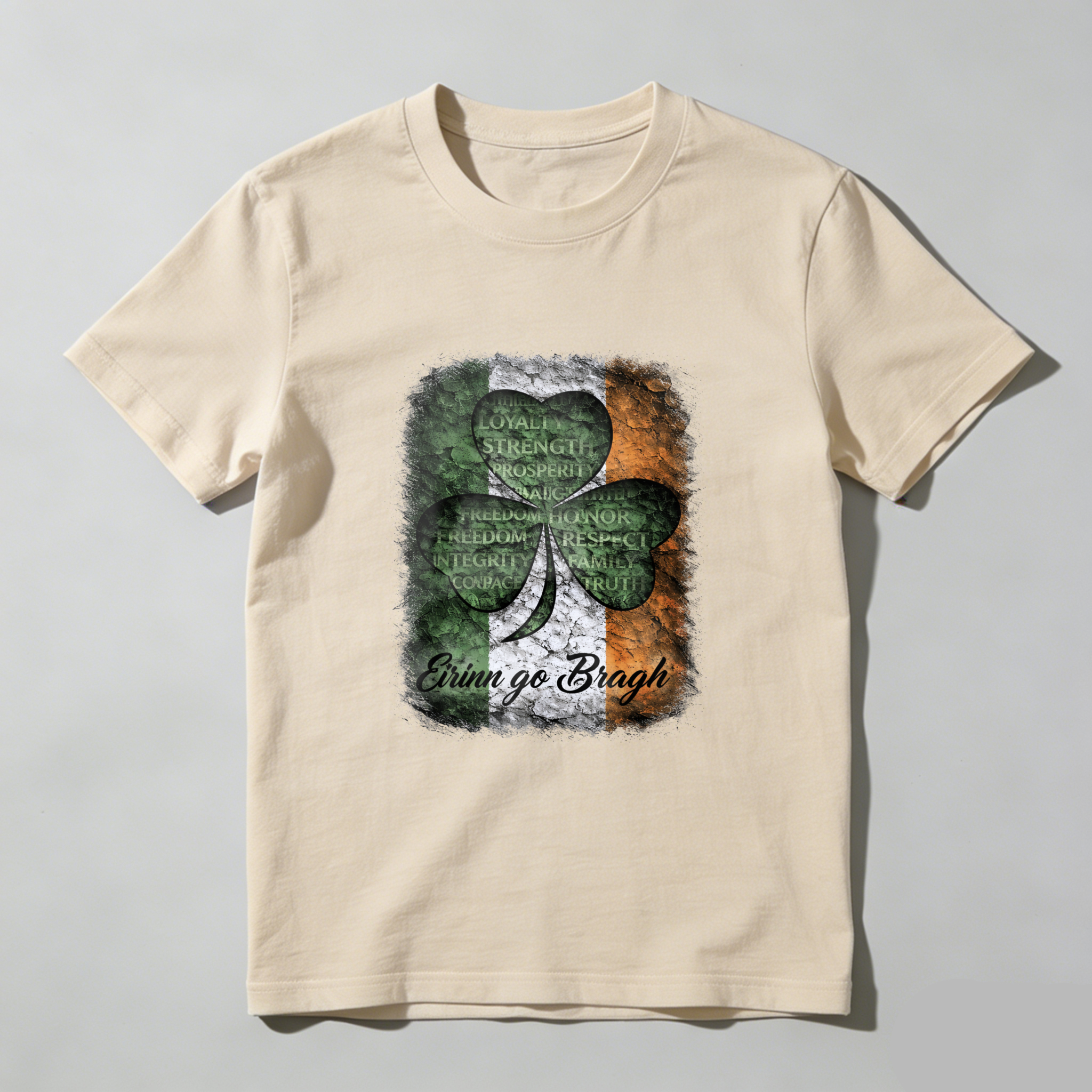 TEECURENT Irish Shamrock Flag T-Shirt With Erin Go Bragh And Irish Values Design For St Patrick's Day And Irish Pride