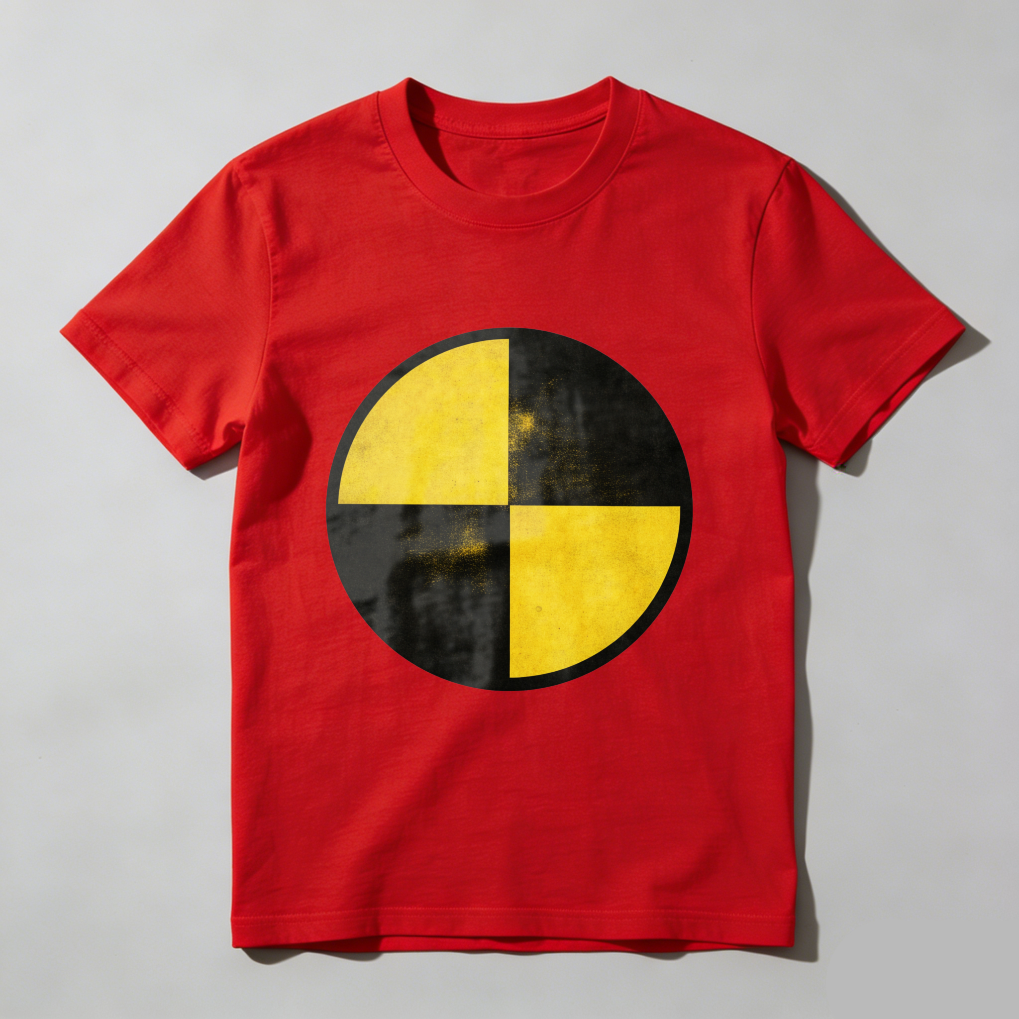 Black T Shirt With Yellow And Black Circle Design Minimalist Graphic Print Casual Wear For Men And Women