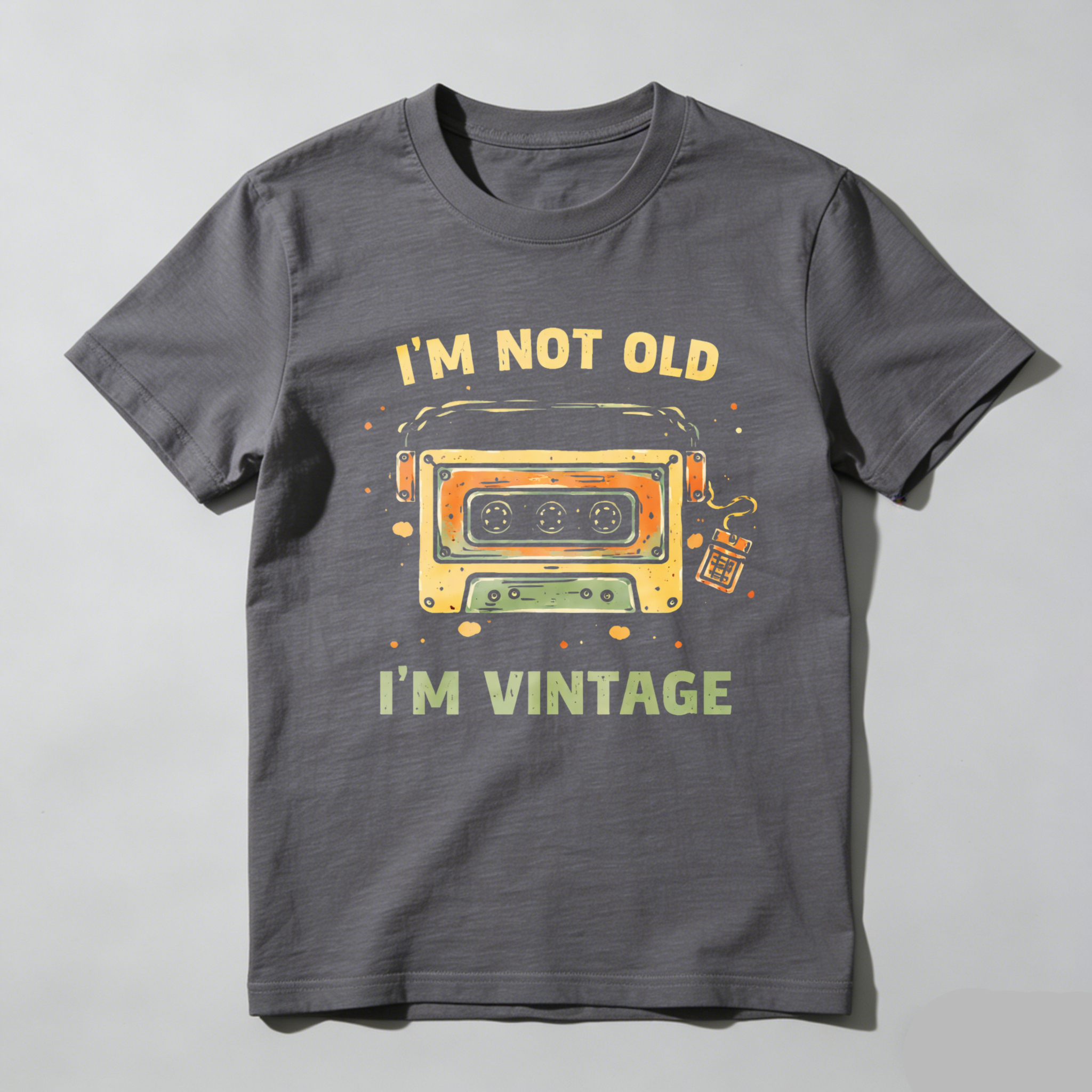 TEECURENTI M Not Old I M Vintage T Shirt With Cassette Tape Design Retro Humor Graphic Tee For Men Women Unisex Casual Wear-TeeCurent