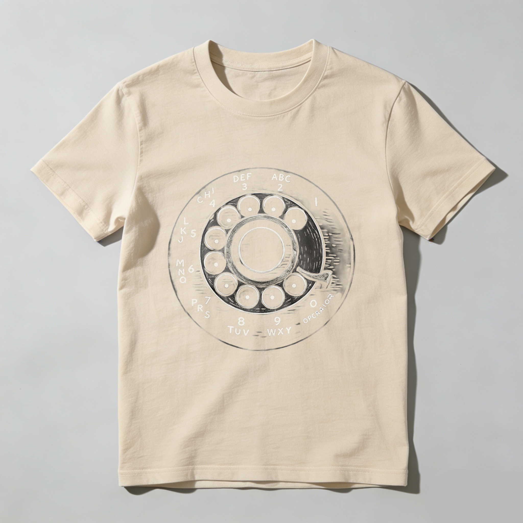 Vintage Rotary Phone Dial Design T Shirt Made In Usa Classic Retro Telephone Pattern Black Cotton Unisex Tee