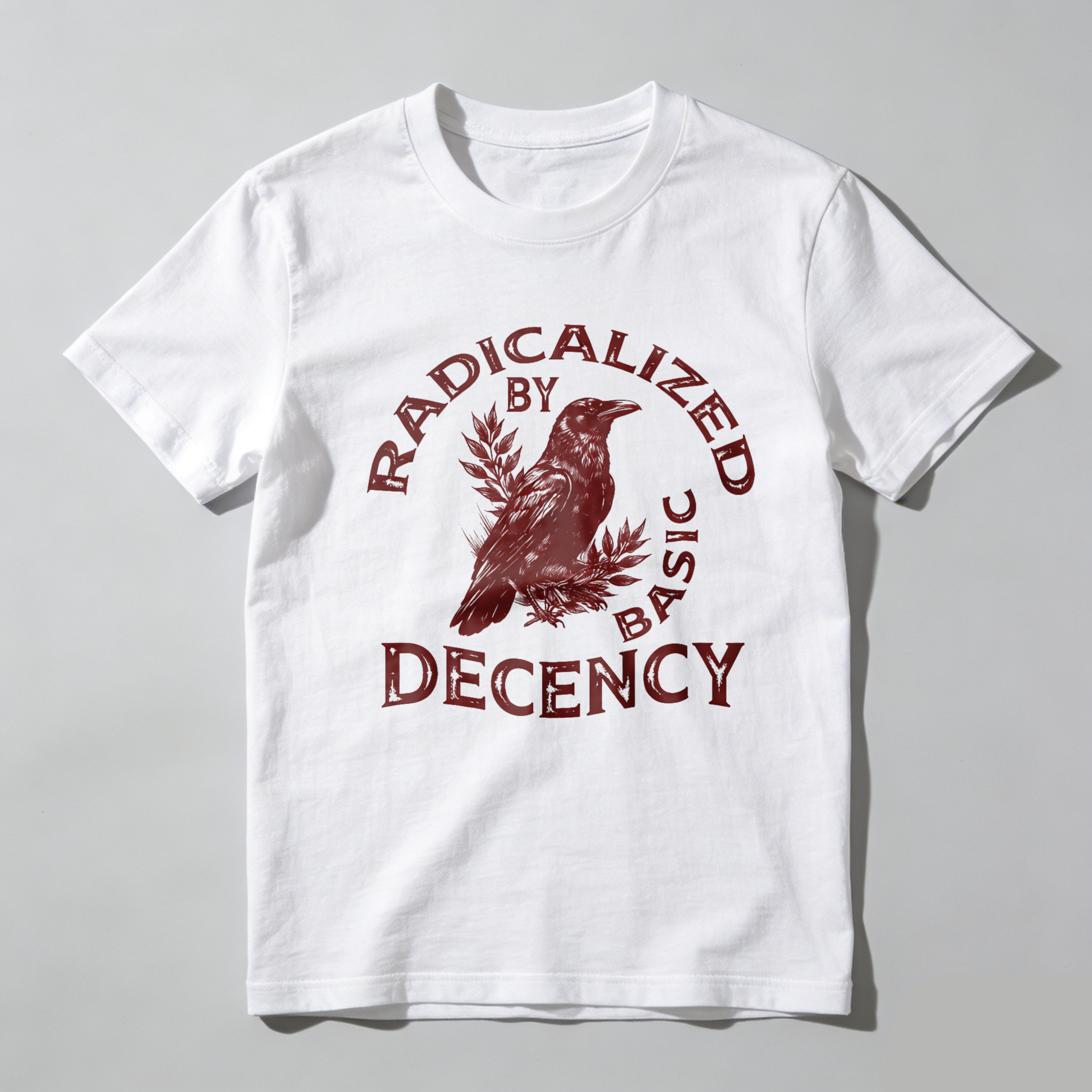 TEECURENTRadicalized By Basic Decency T Shirt Black Red Bird Graphic Men Women Unisex Fashion Statement Tee-TeeCurent