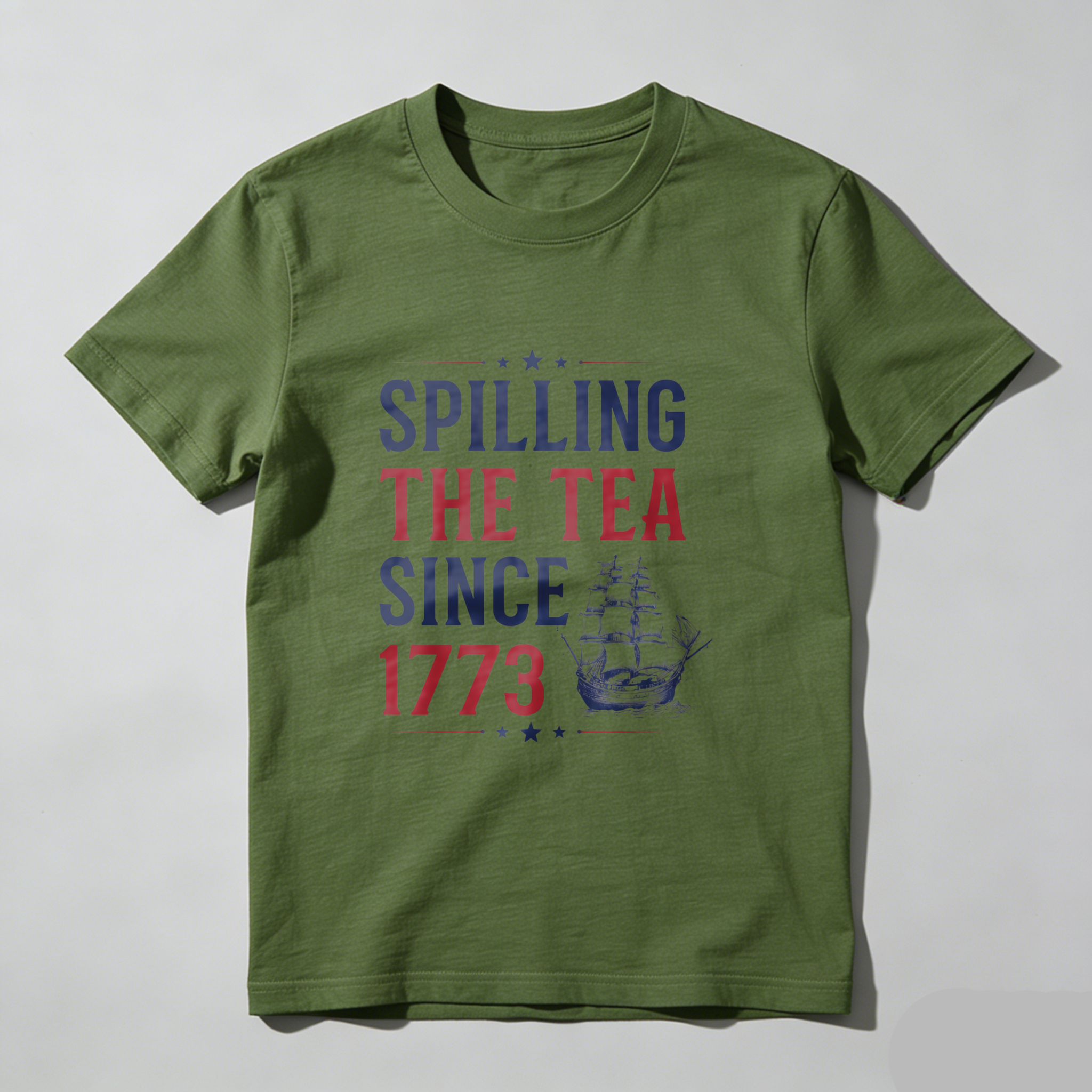 TEECURENT Spilling The Tea Since 1773 American Revolution Patriotic T Shirt Historical Tea Party Ship Design Men Women Unisex Apparel WOMEN