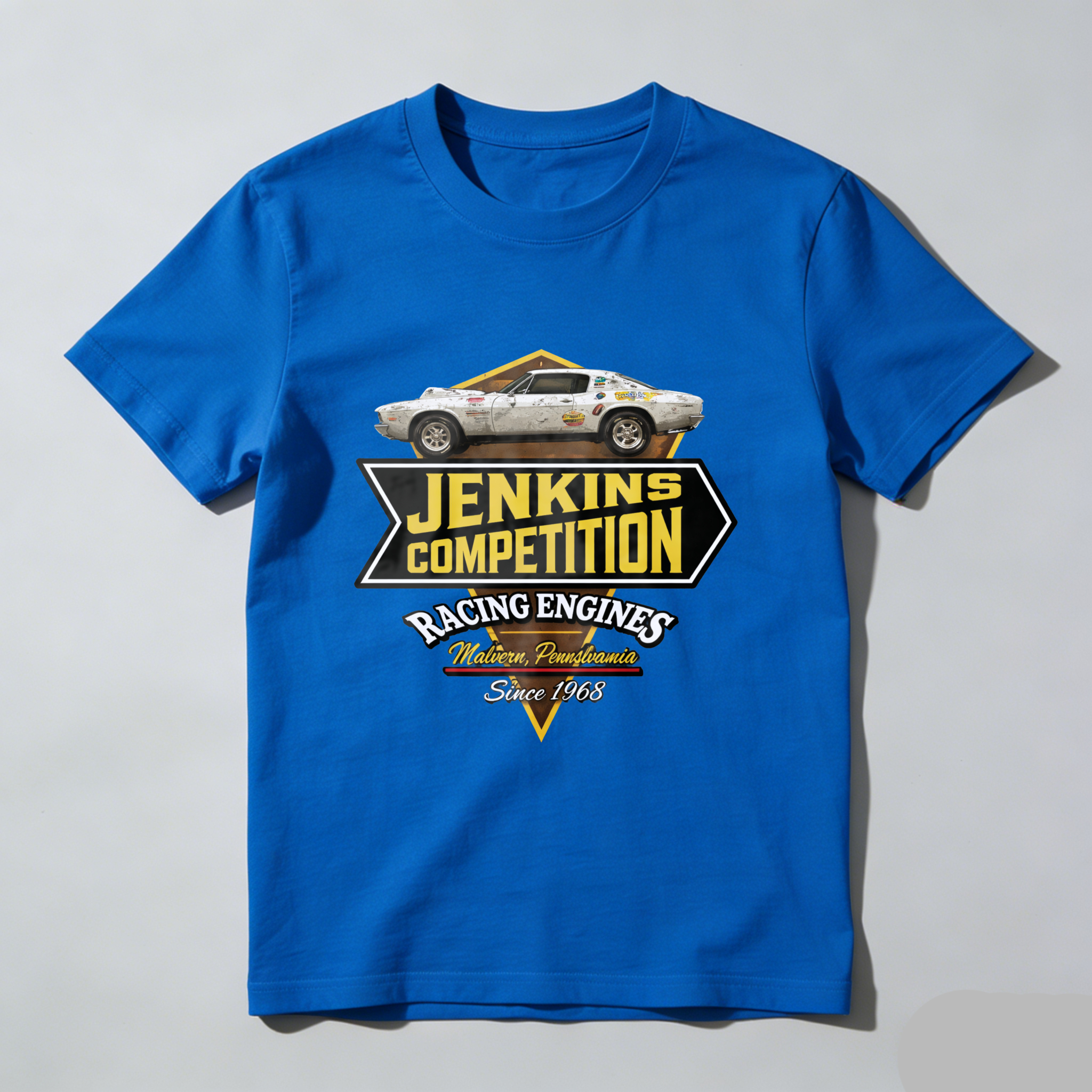 Jenkins Competition Racing Engines Classic Car T Shirt Since 1968 Made In Malvern Pennsylvania