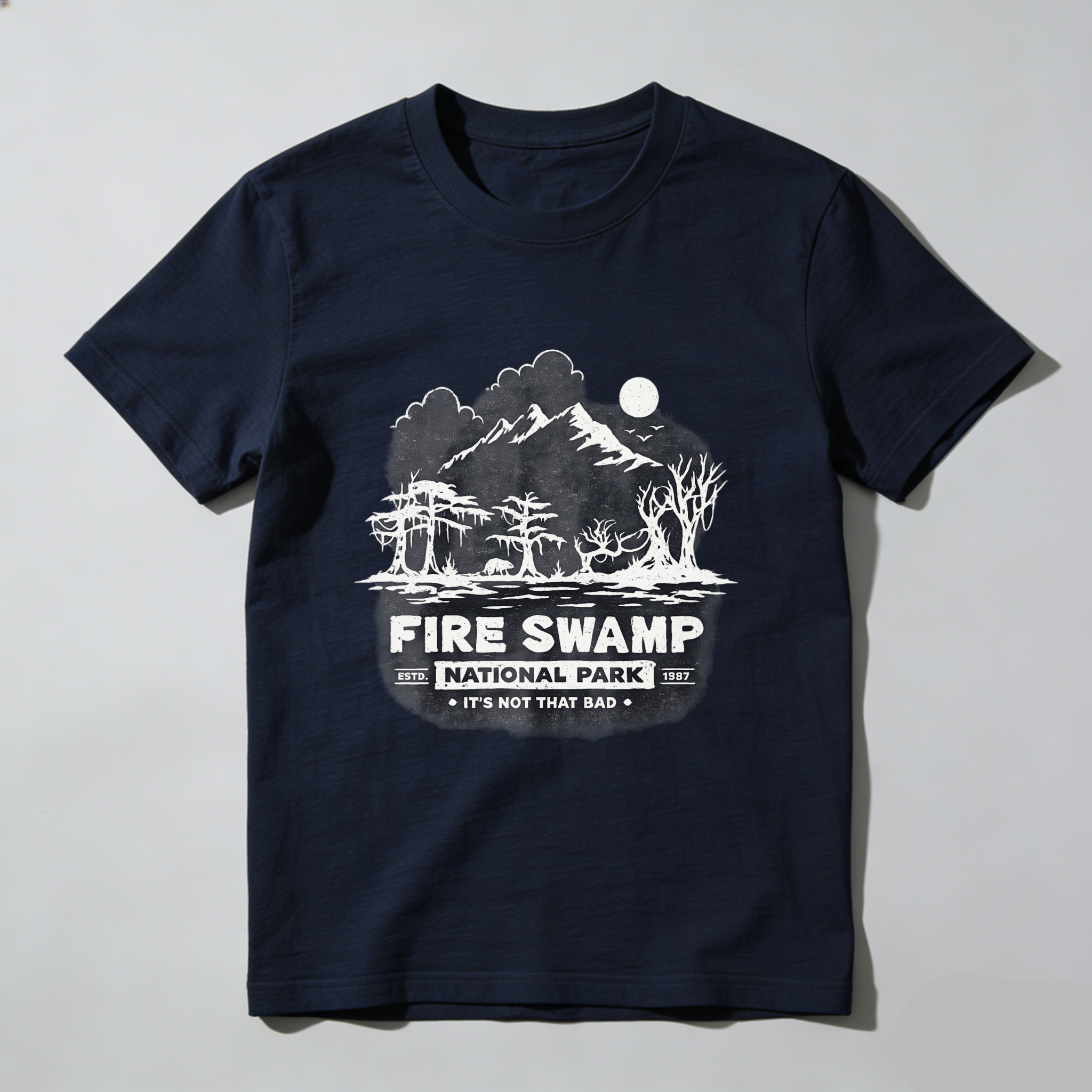 TEECURENT Fire Swamp National Park T Shirt Its Not That Bad Mountain Landscape Design Black Cotton Tee Men Women Unisex Casual Wear
