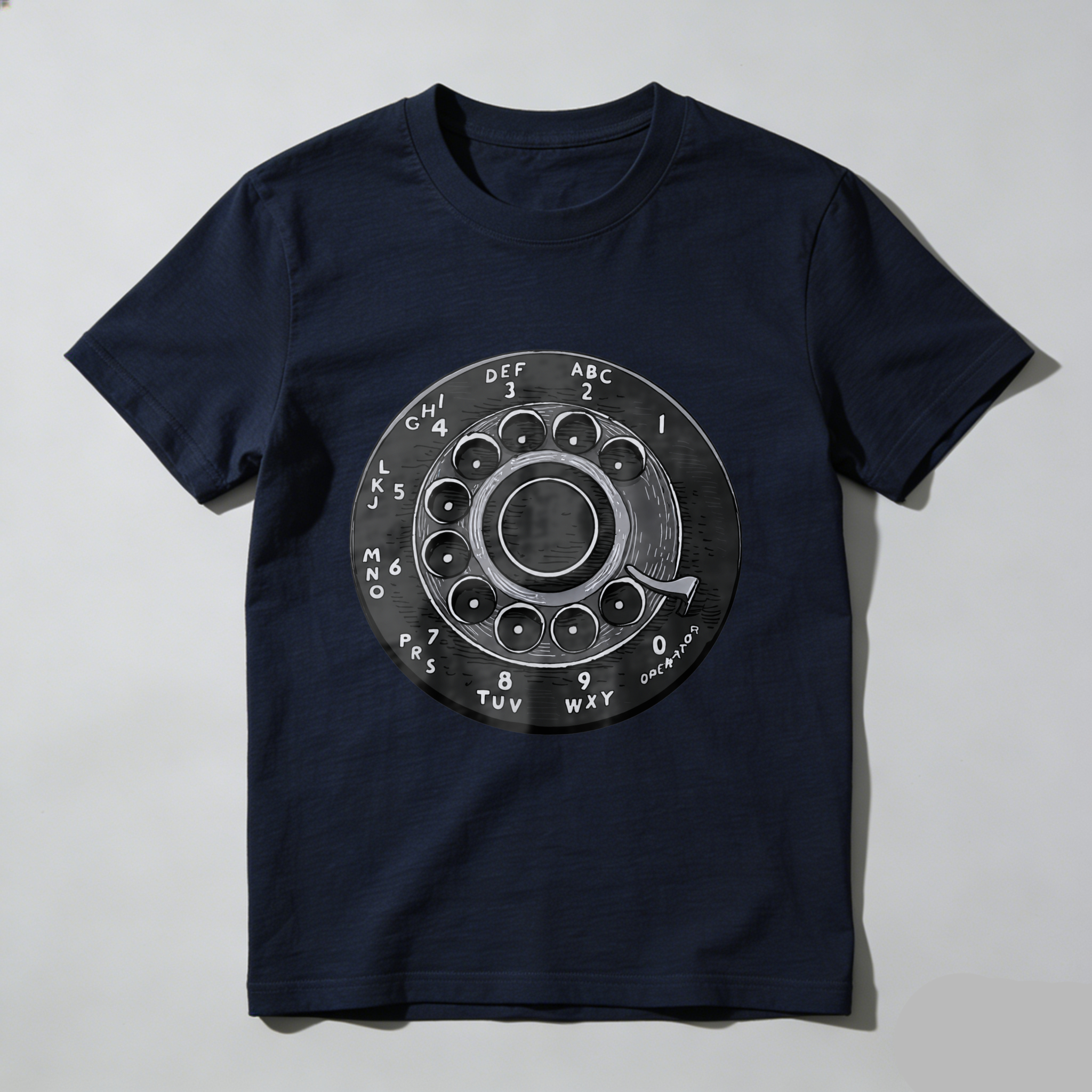 Retro Rotary Dial Phone T-Shirt Vintage Telephone Design Black Classic Men's Shirt Made In Usa