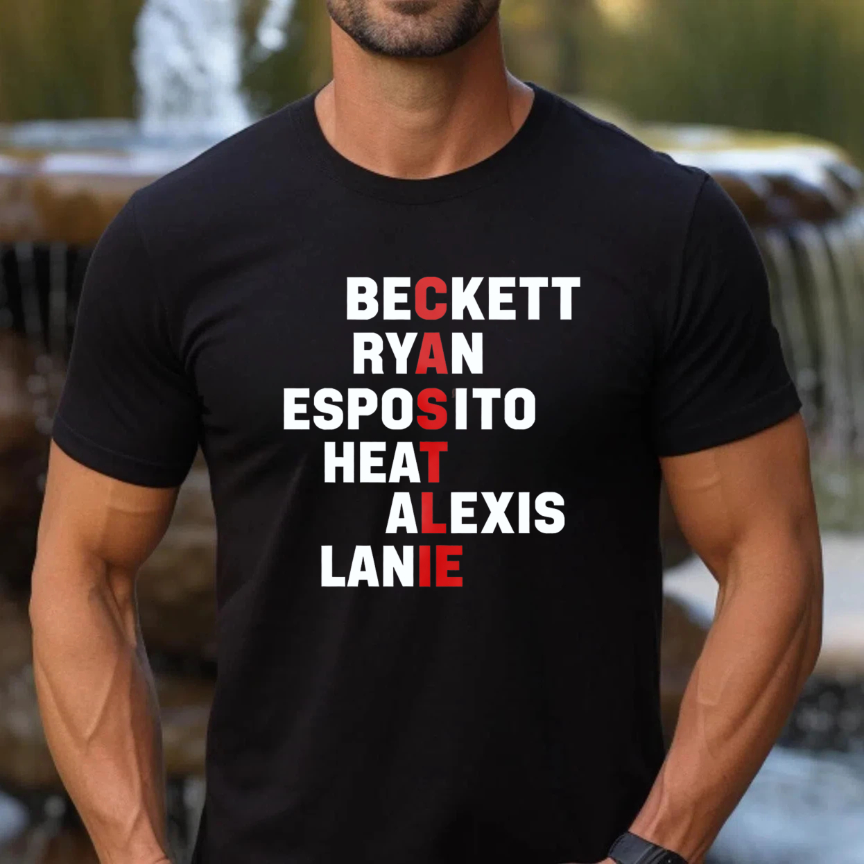 TEECURENT Beckett Ryan Esposito Heat Alexis Lanie Black T Shirt