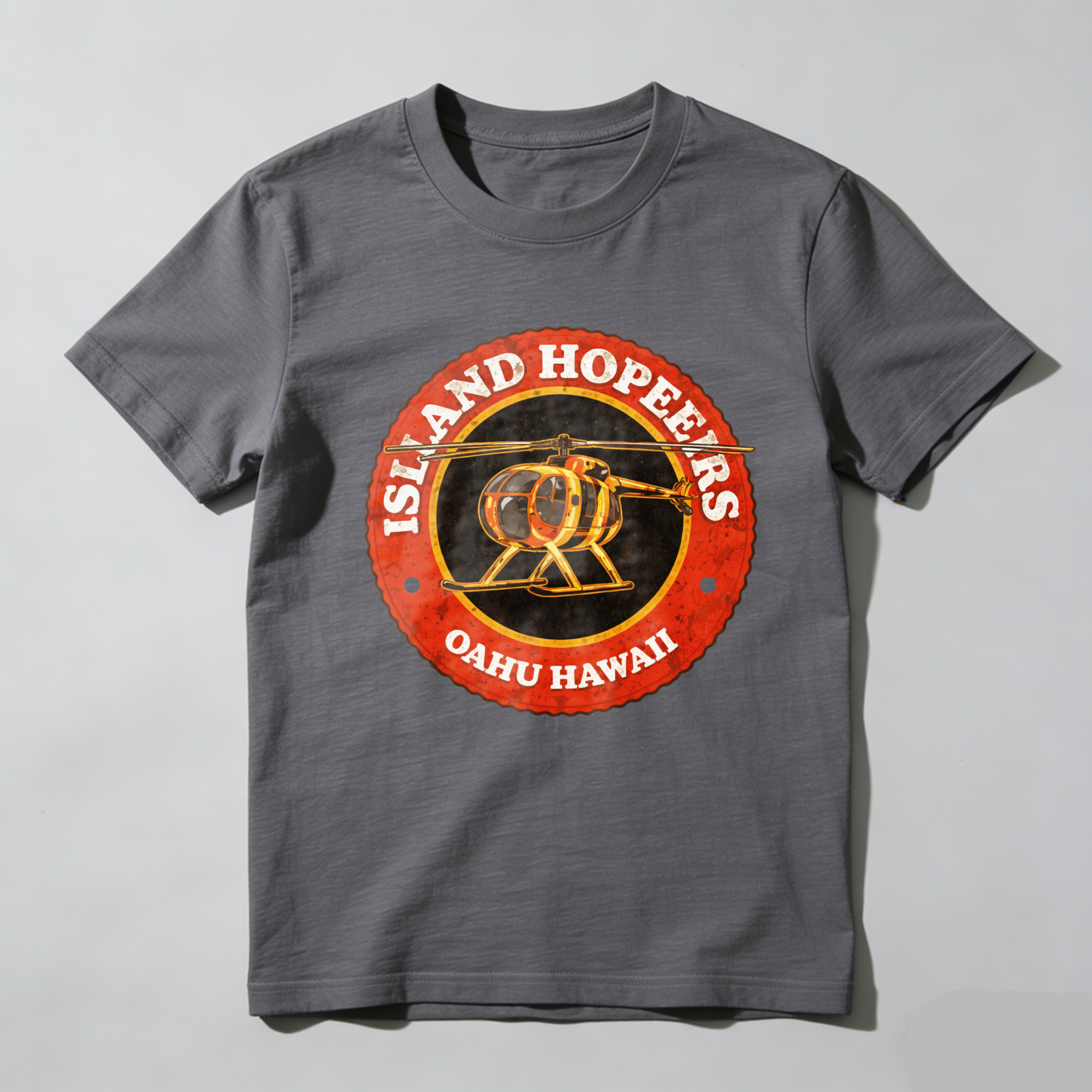 Island Hoppers Oahu Hawaii Helicopter Tour T-Shirt Black