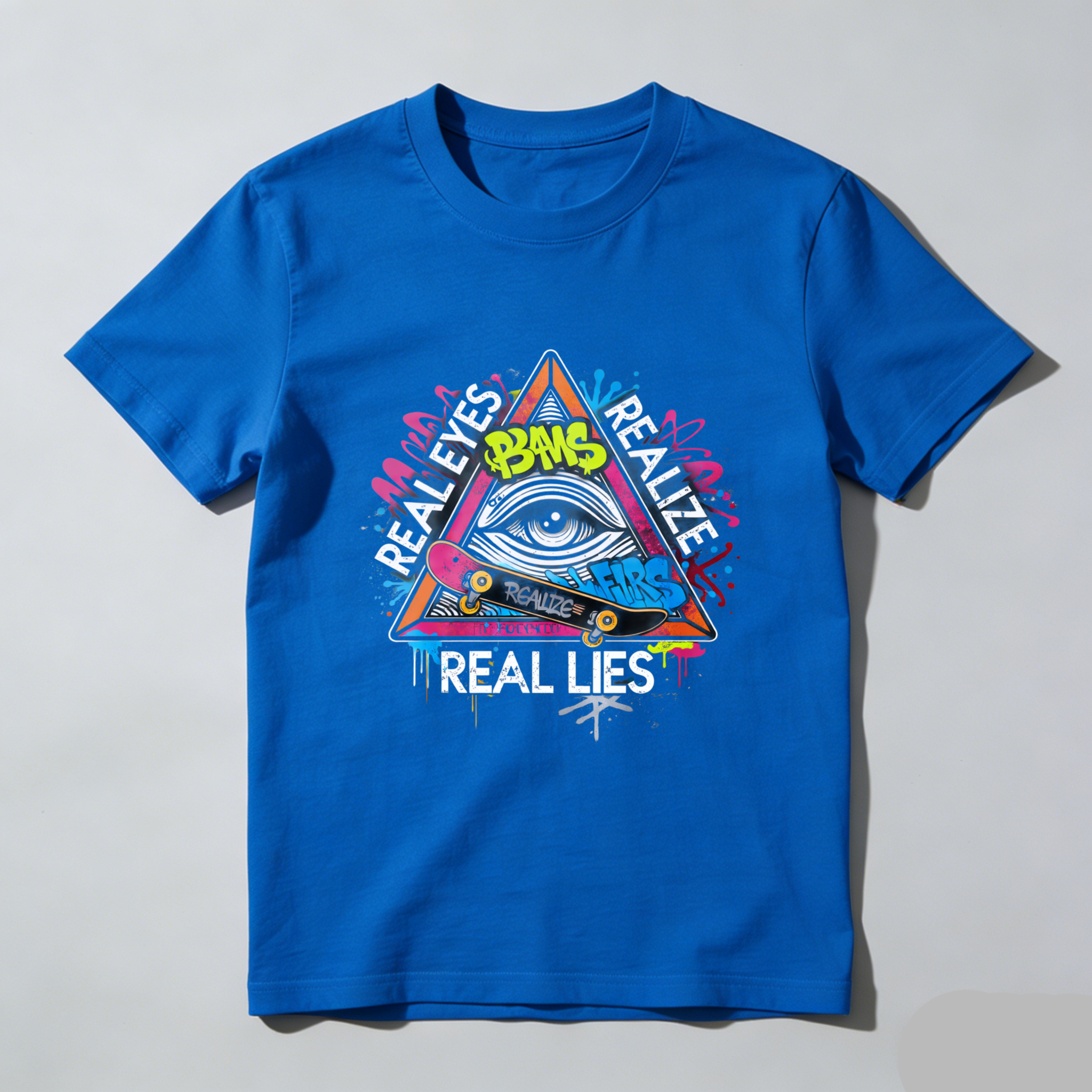 TEECURENT  Real Eyes Realize Real Lies Eye Pyramid Art Design TEECURENT