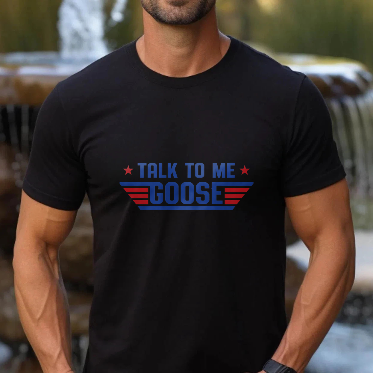 TEECURENT Talk To Me Goose T Shirt Top Movie Quote Top Gun Inspired Design Black Cotton Casual Wear For Men And Women