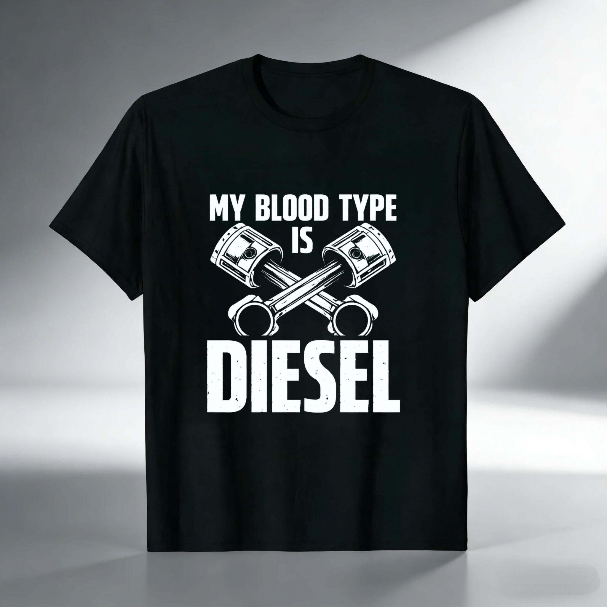 My Blood Type Is Diesel T Shirt For Car Enthusiasts And Diesel Engine Lovers With Piston Design