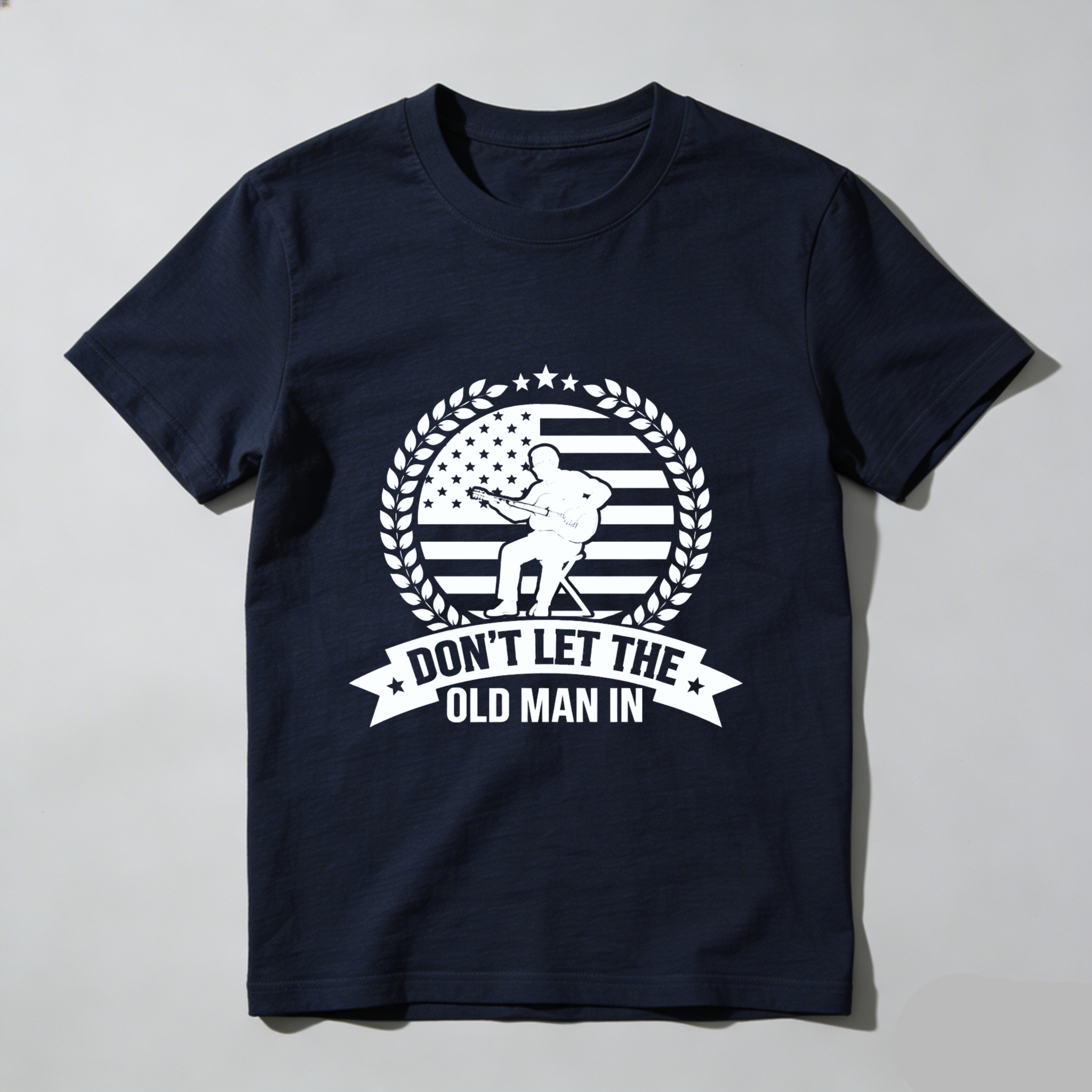 TEECURENT Dont Let The Old Man In American Flag T-Shirt Funny Humorous Graphic Tee Men Women Casual Wear