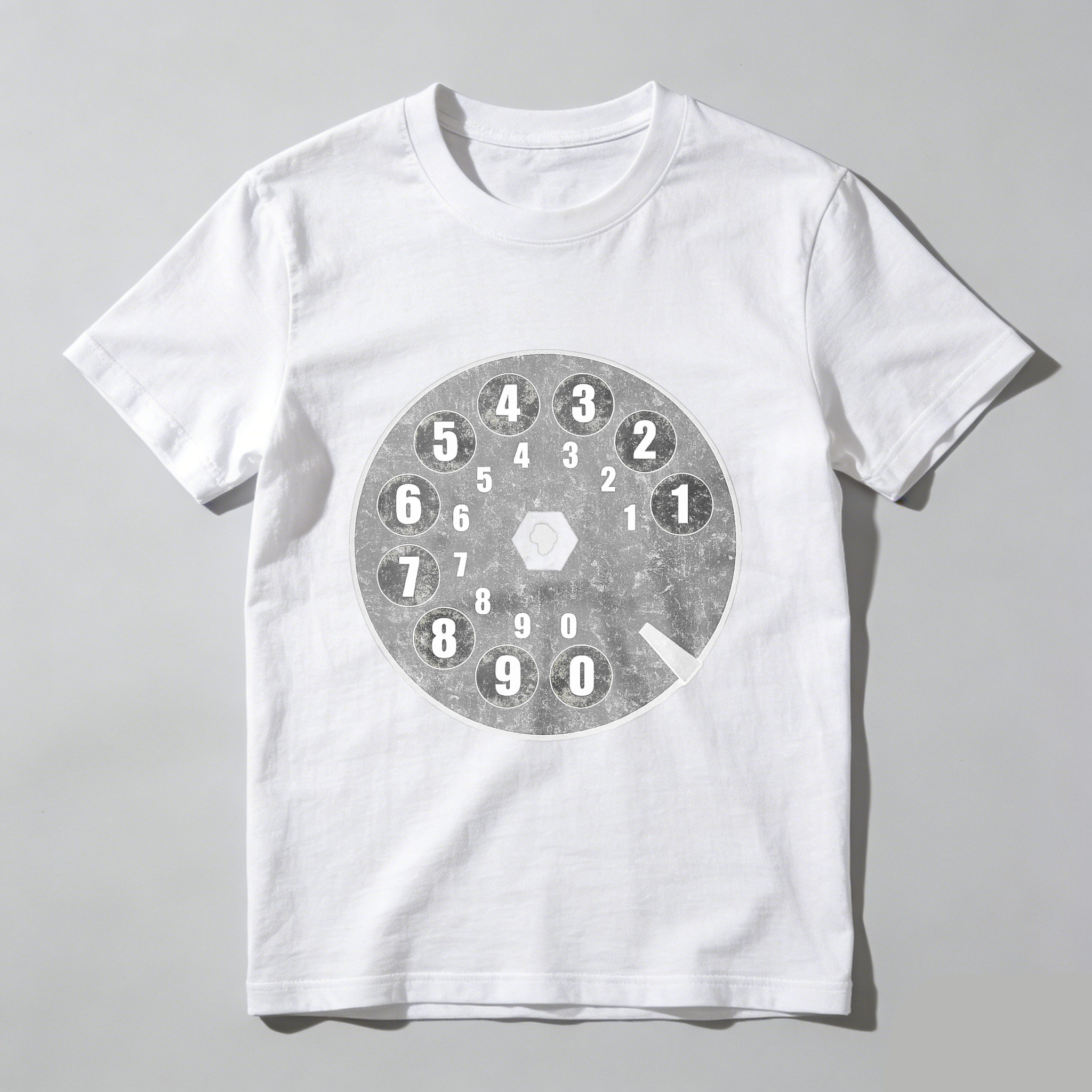 Retro Telephone Dial Design Black T Shirt Made In Usa