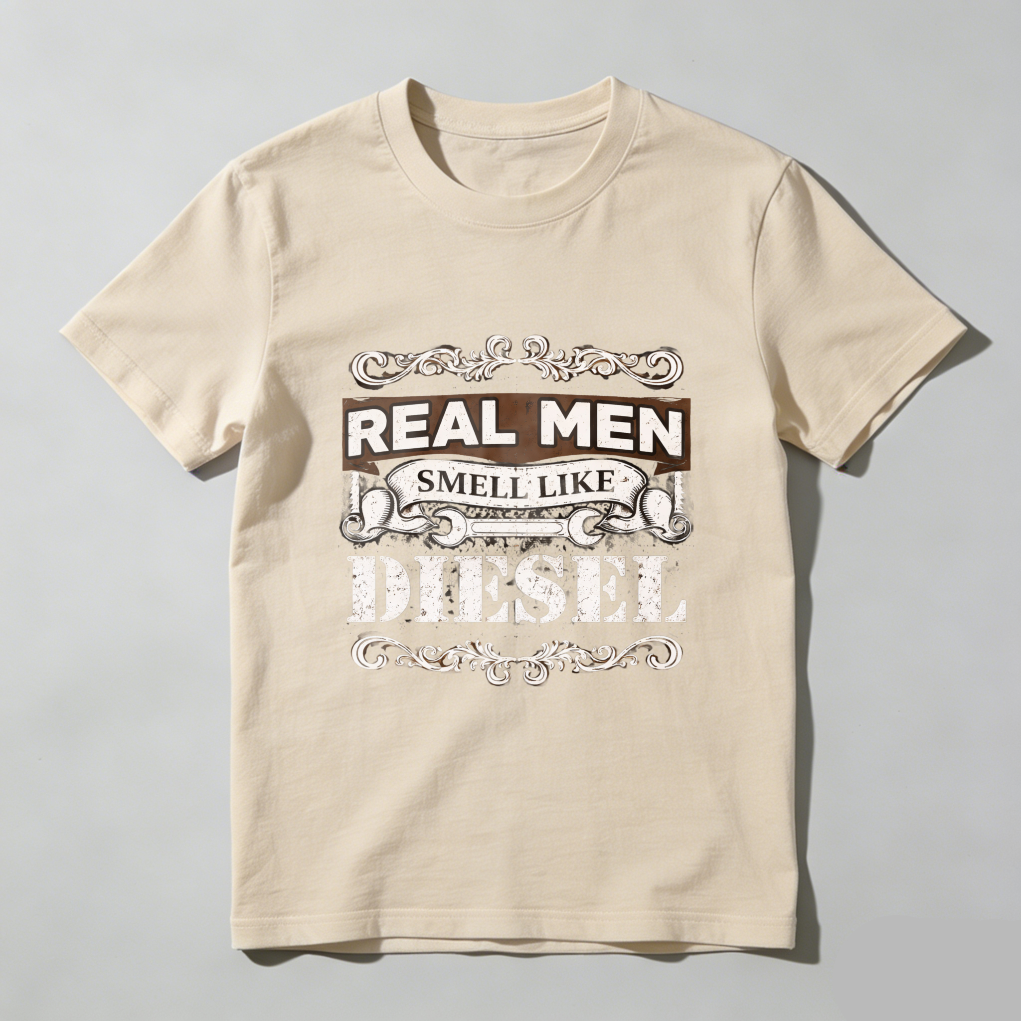Real Men Smell Like Diesel T-Shirt For Men Mechanical Workwear Gift For Truck Drivers And Mechanics