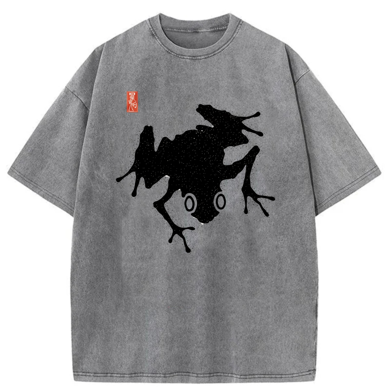 White Frog Silhouette With Red Stamp tshirt 100% cotton