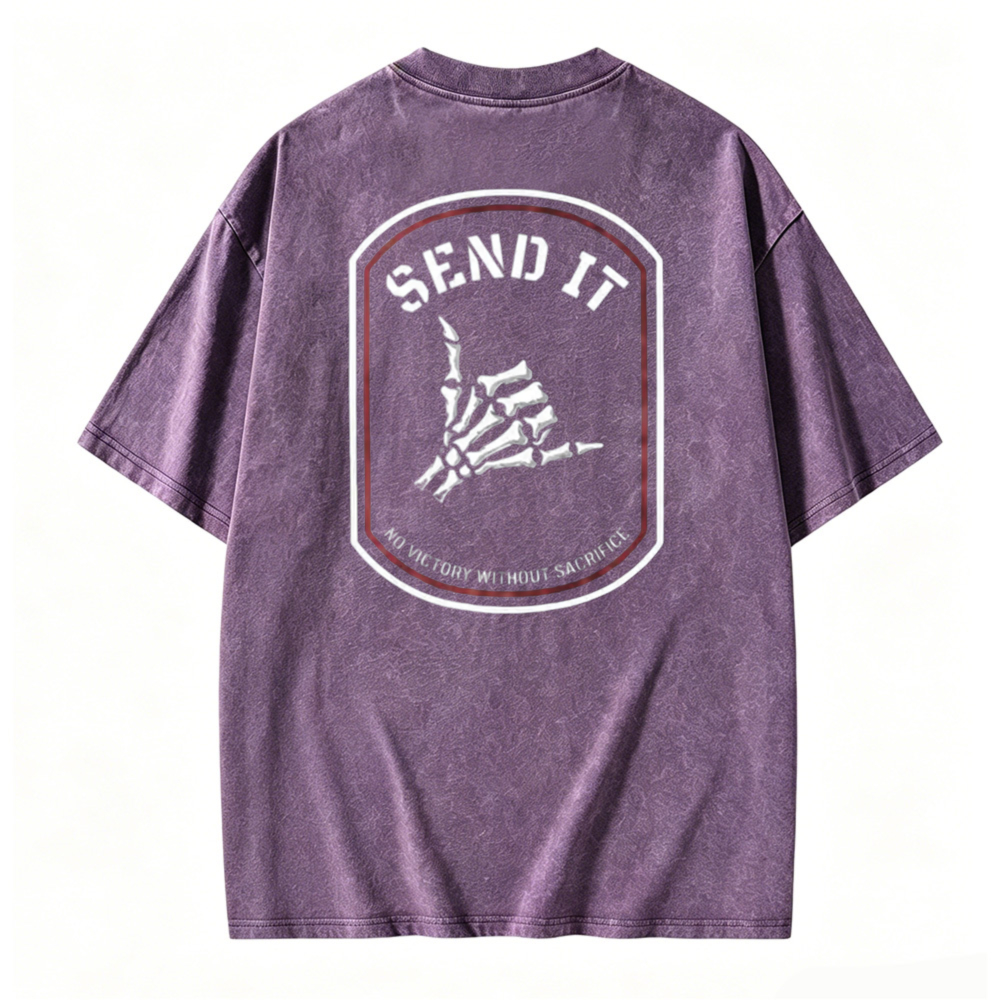 Send It Skeleton Hand Graphic Washed T-shirt