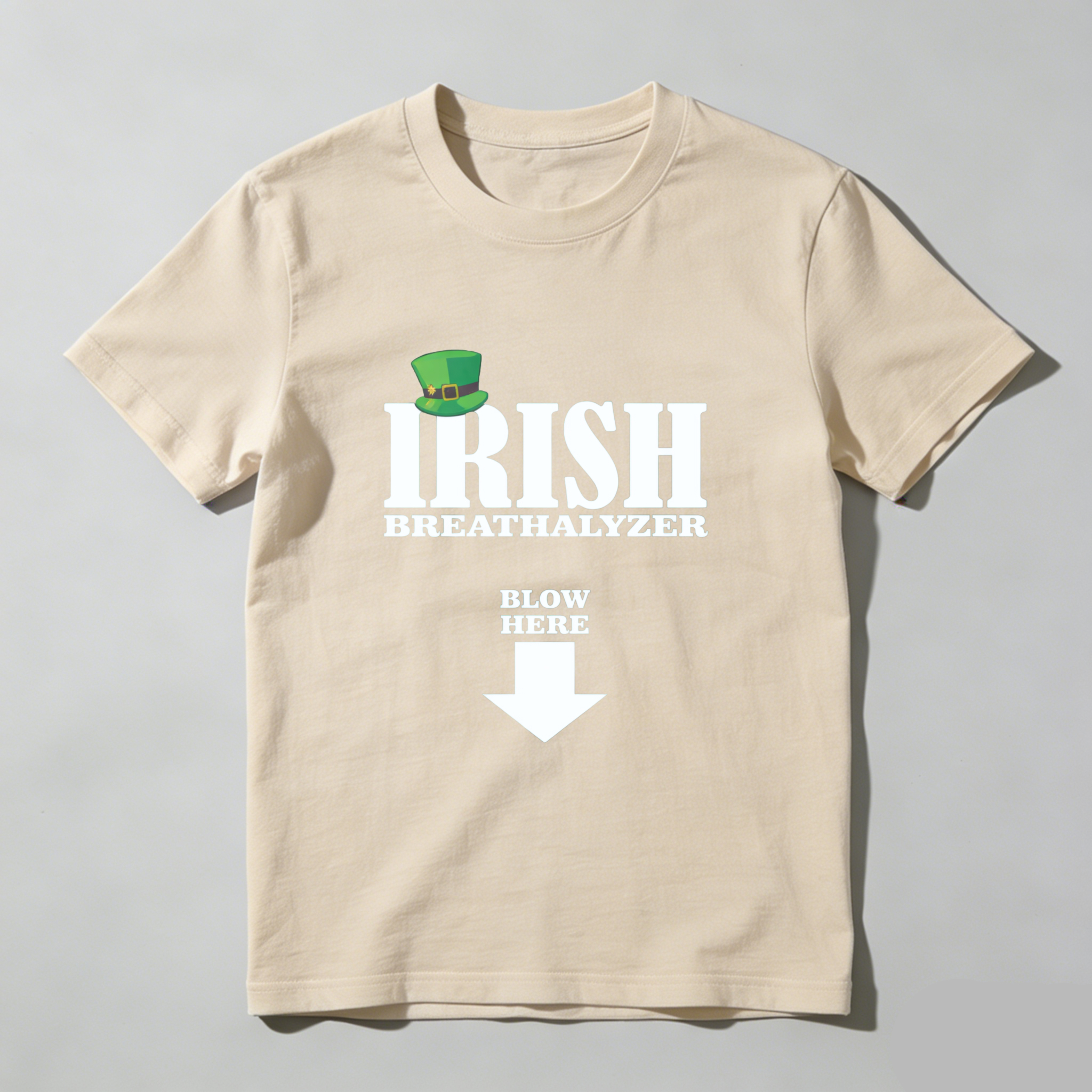 TEECURENT Irish Breathalyzer T-Shirt Blow Here St Patrick's Day Funny Shirt Men Women Unisex Casual Wear