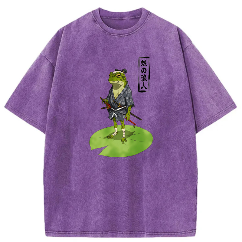Frog Samurai Standing On Lily Pad tshirt 100% cotton
