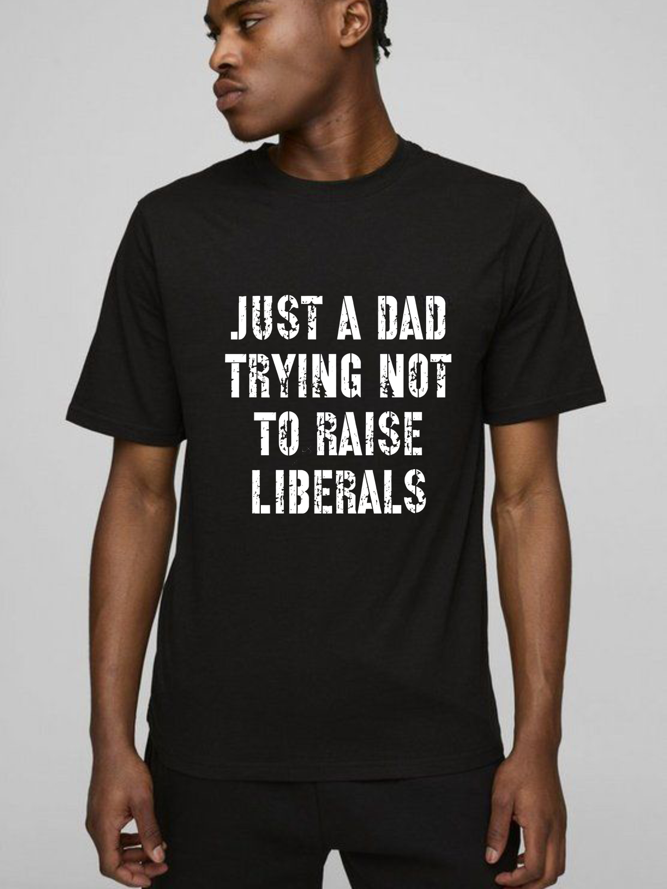 TEECURENT Just A Dad Trying Not To Raise Liberals Pure Cotton Short Sleeve T Shirt-TeeCurent