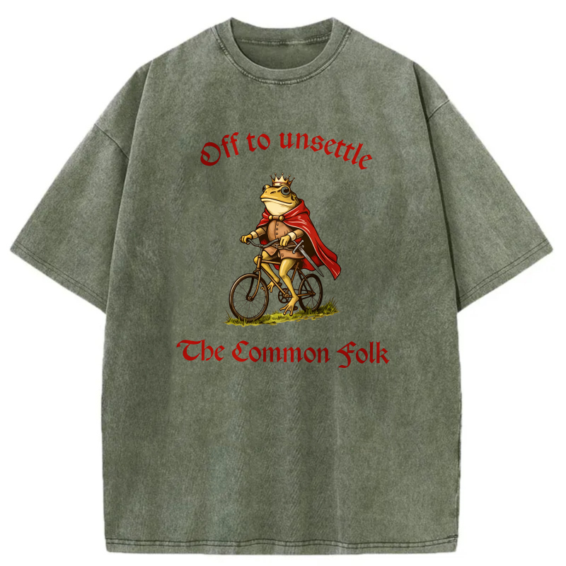 Frog King On Bicycle With Cape And Crown tshirt 100% cotton