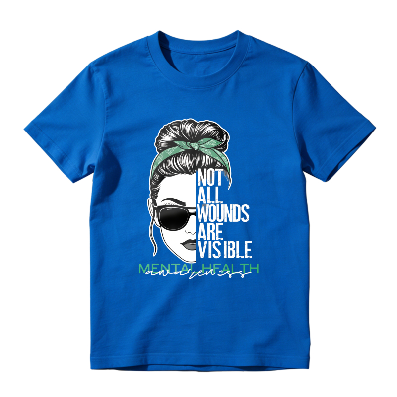 Dorawear™ Mental Health Awareness Not All Wounds Are Visible Woman With Sunglasses And Hair Bun Unisex Classic T-shirt