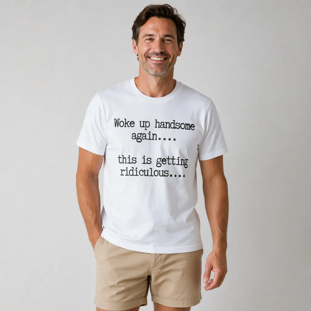 "Woke Up Handsome Again" Funny Graphic T-Shirt