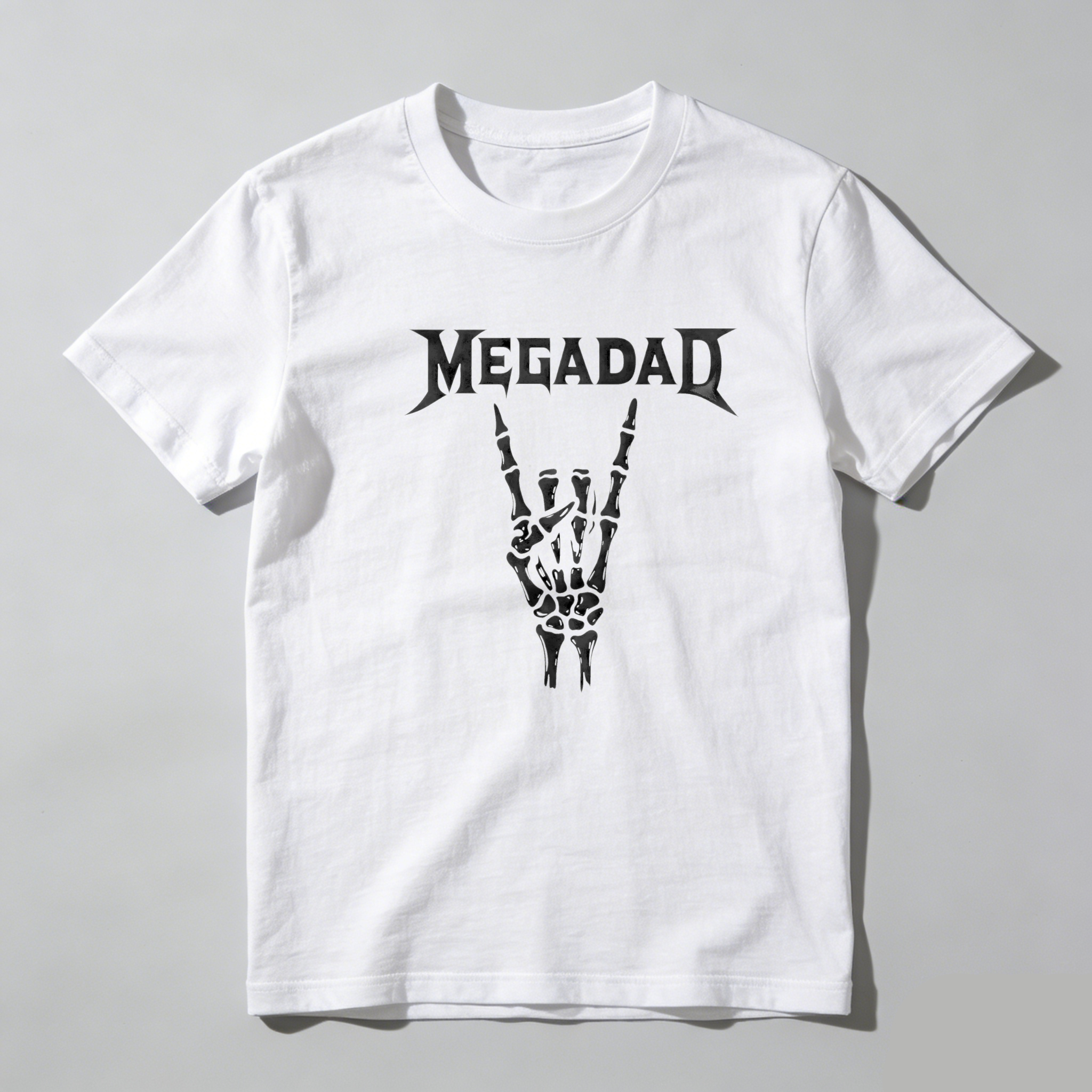 TEECURENT Megadeth Logo Skeleton Hand Pure Cotton Short Sleeve T Shirt-TeeCurent