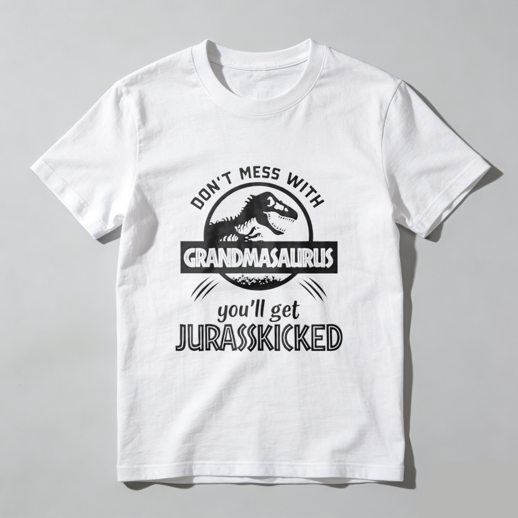 TEECURENT Dont Mess With Grandmasaurus Youll Get Jurasskicked Funny Dinosaur Shirt For Grandma Mother Birthday Gift Humor Tshirt WOMEN