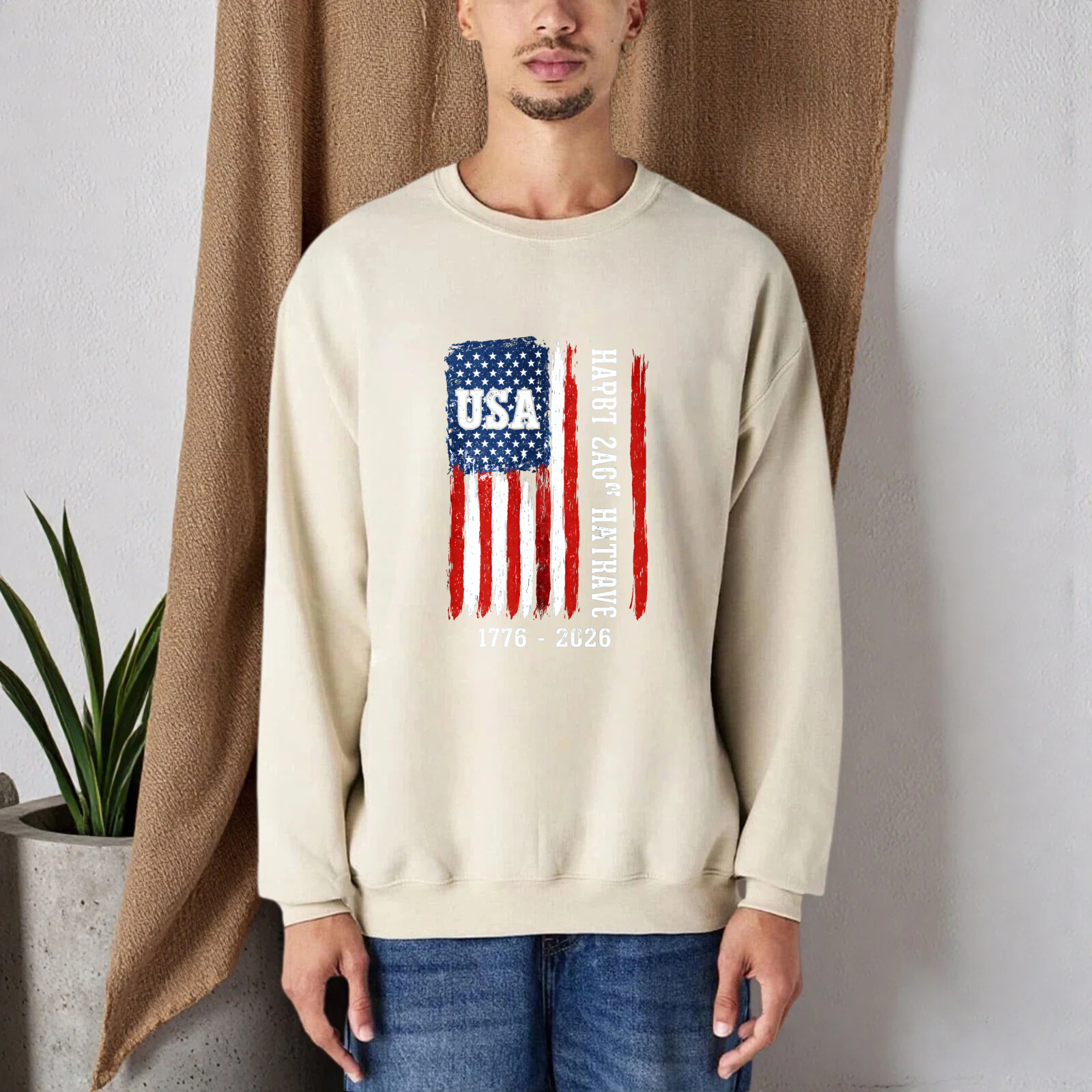 Usa Flag Sweatshirt Happy 240th Birthday 1776 2026 American Independence Day Celebration Crewneck Pullover