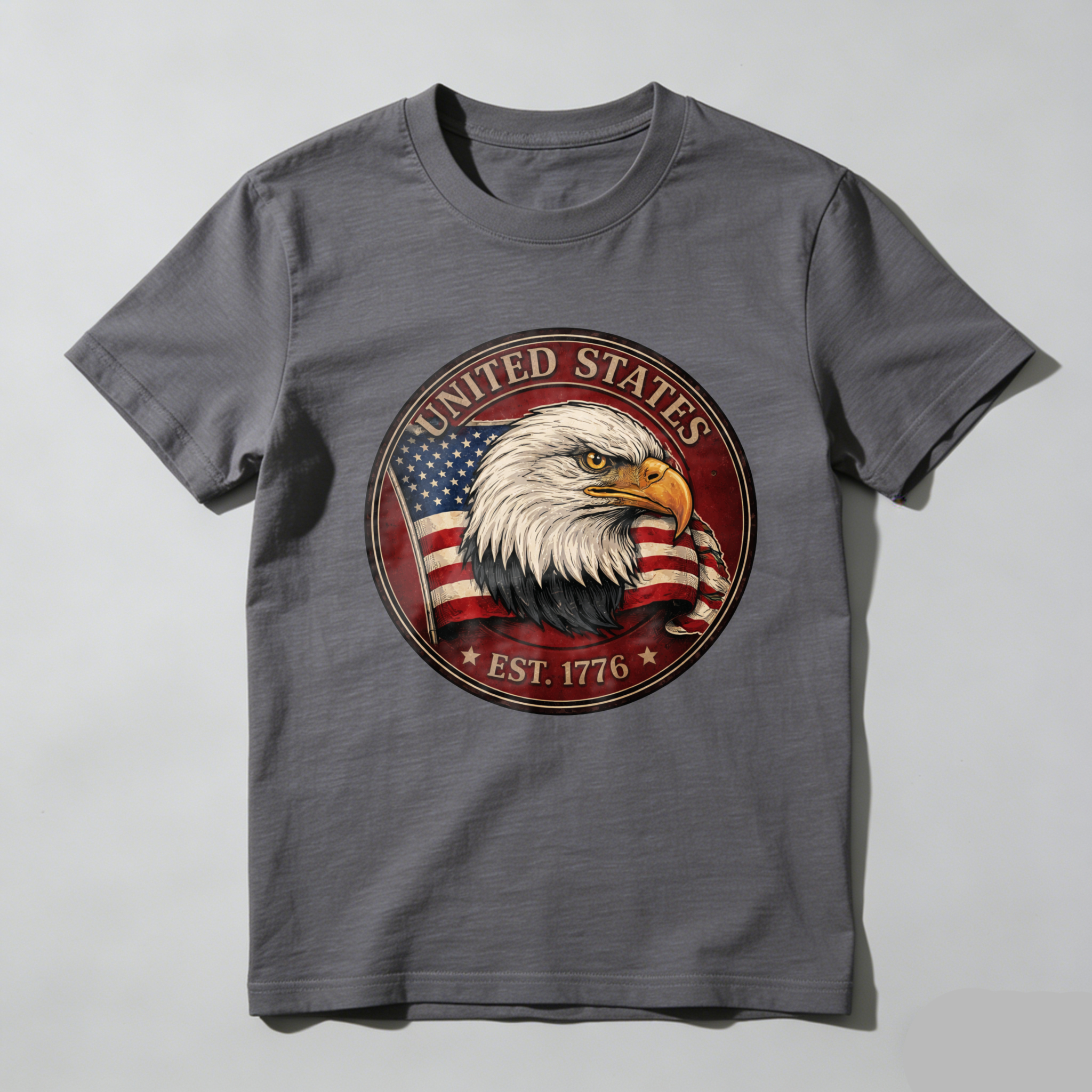 United States Eagle American Flag Patriotic T-Shirt Est 1776 Black Men's Classic Fit Shirt