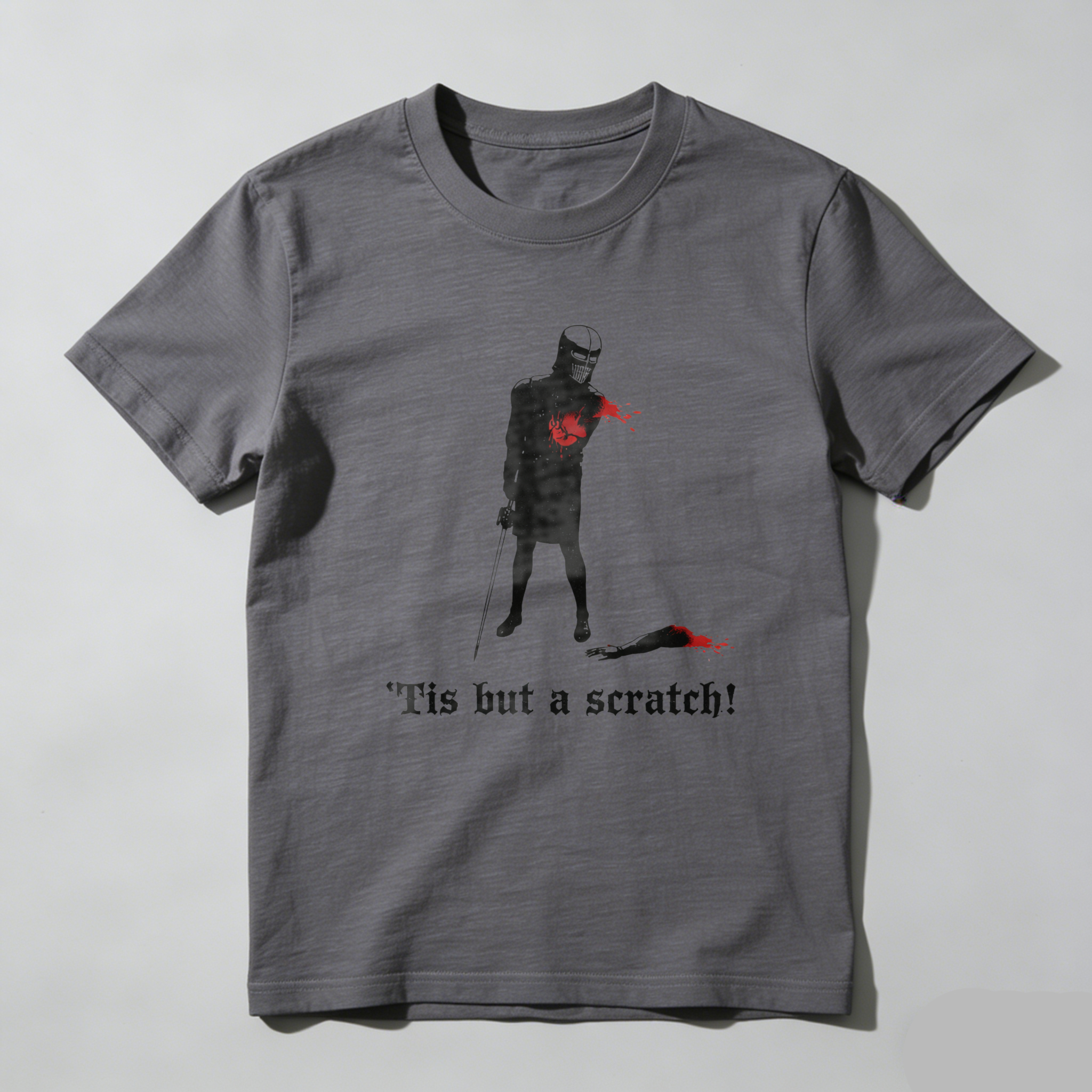 TEECURENT Tis But A Scratch Movie Quote T Shirt With Vampire Hunter Character Design