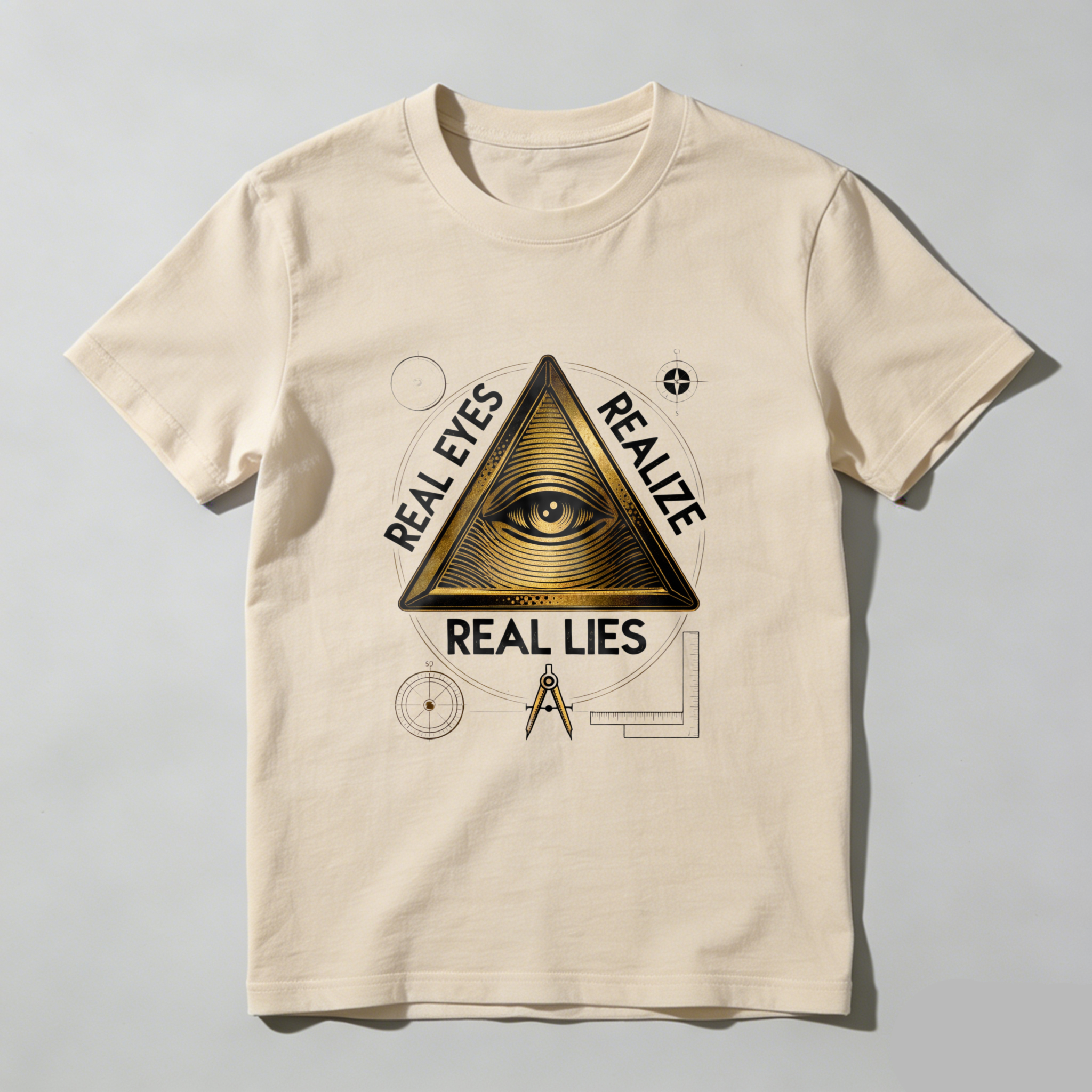 TEECURENT  Real Eyes Realize Real Lies Pyramid Eye Symbol(2) TEECURENT