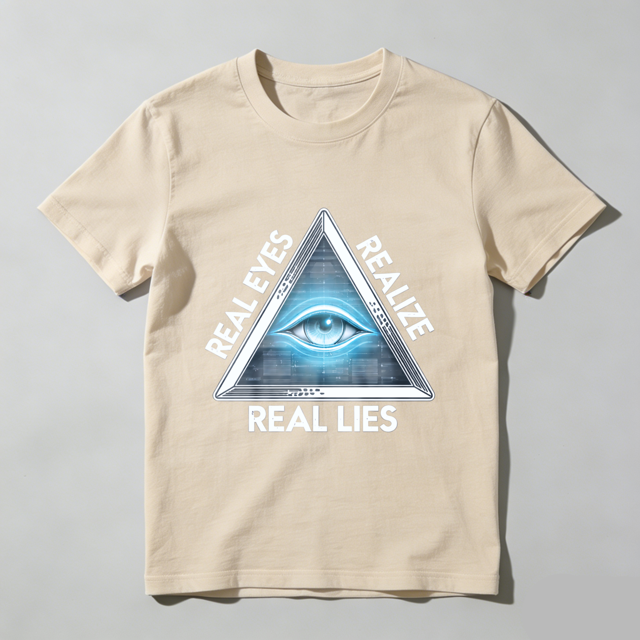 TEECURENT  Real Eyes Realize Real Lies Pyramid Eye Design TEECURENT