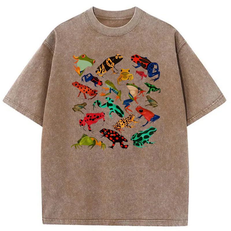 Colorful Frog Pattern Print Design tshirt 100% cotton