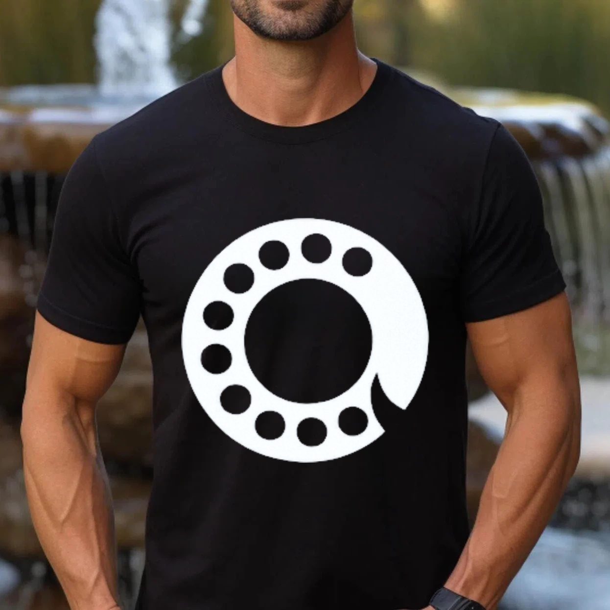 Made In Usa Black T Shirt With White Circular Pattern Design For Men And Women Casual Wear Fashion Statement Top