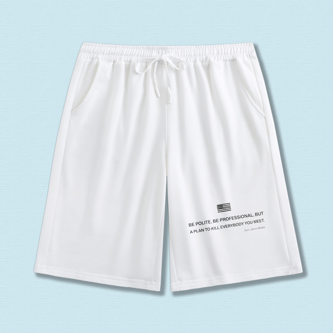 TEECURENT Be Polite Be Professional But Have A Plan To Kill Everybody You Meet Shorts With American Flag Design Men's Casual Sport Shorts