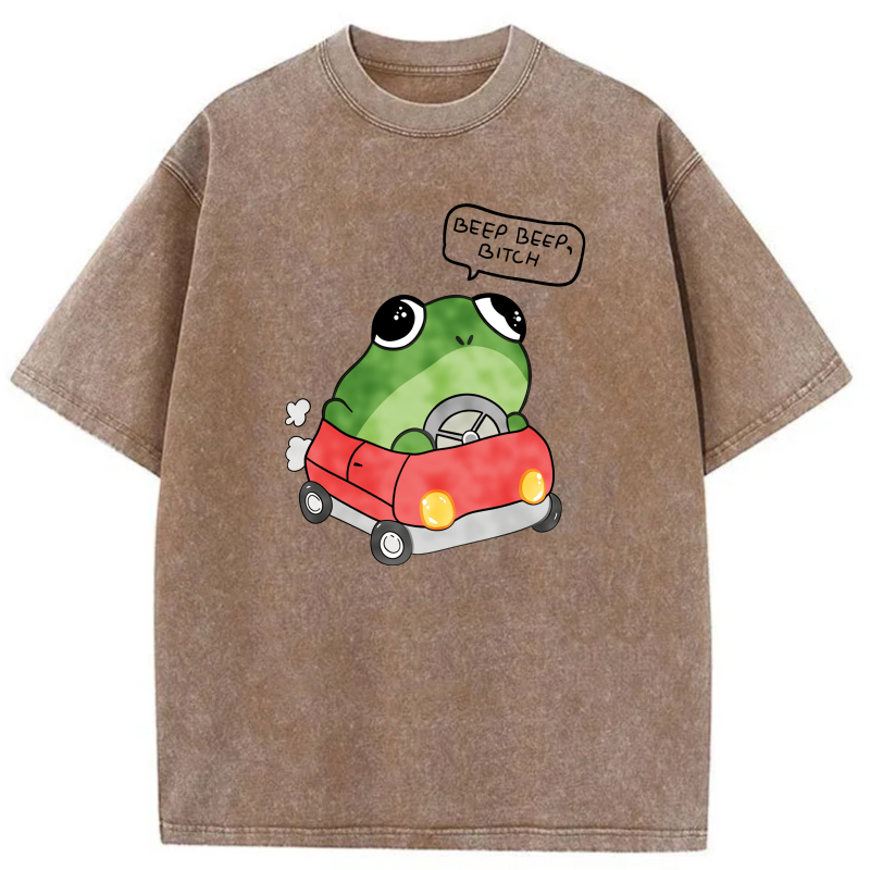 Frog Driving Red Car Beep Beep  tshirt 100% cotton