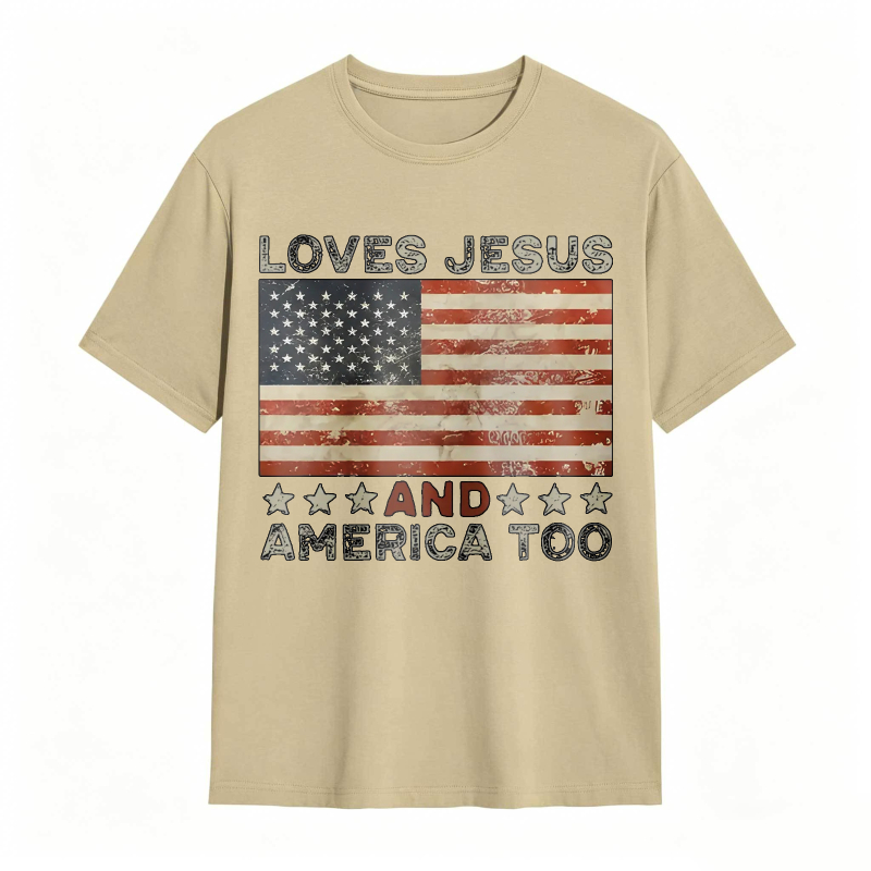 American Flag Print Graphic Tee