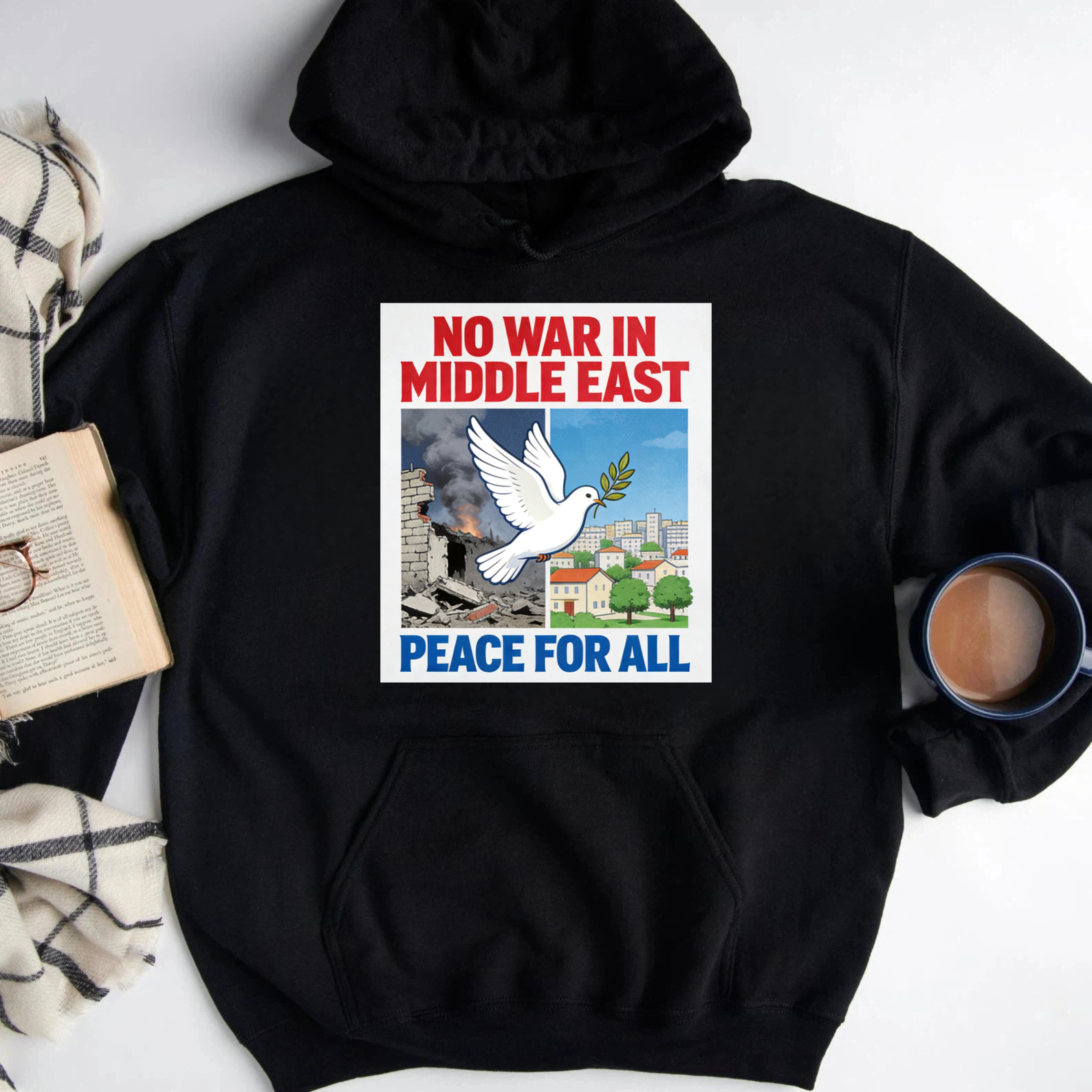 TEECURENT No War In Middle East Peace For All Hoodie With Dove And Olive Branch Design Anti War Statement Sweatshirt For Men Women Unisex Apparel
