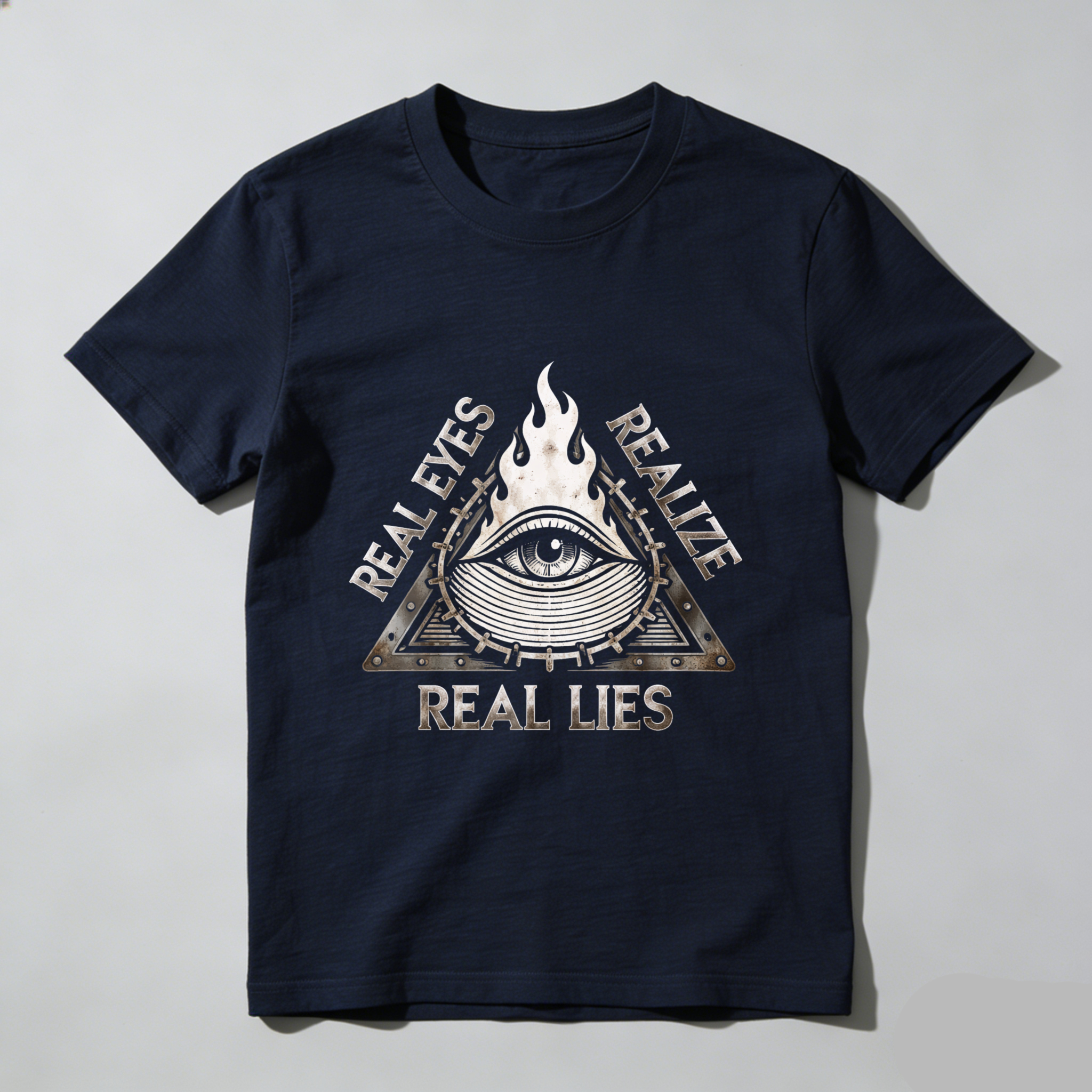 TEECURENT  Real Eyes Realize Real Lies Eye In Triangle With Flame TEECURENT