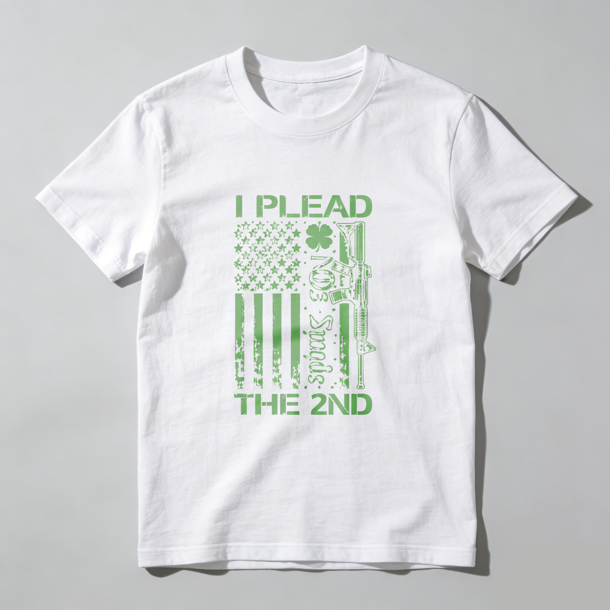 TEECURENT I Plead The 2nd Amendment Flag Gun T Shirt St Patrick's Day Green American Flag Design Men Women Apparel