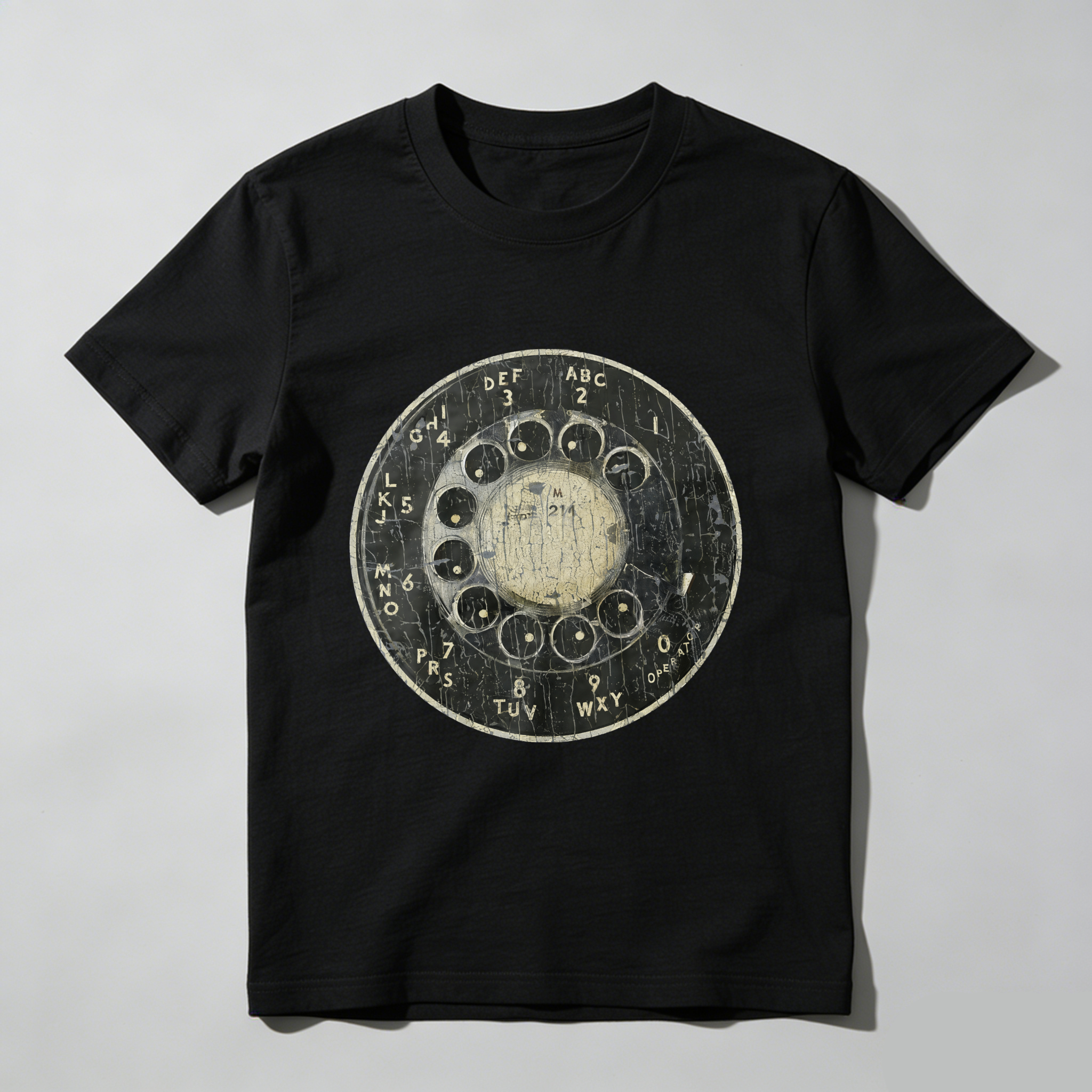 Vintage Rotary Dial Phone T-Shirt Made In Usa Retro Telephone Design Black Cotton Shirt Unisex Classic Style Gift For Tech Enthusiasts